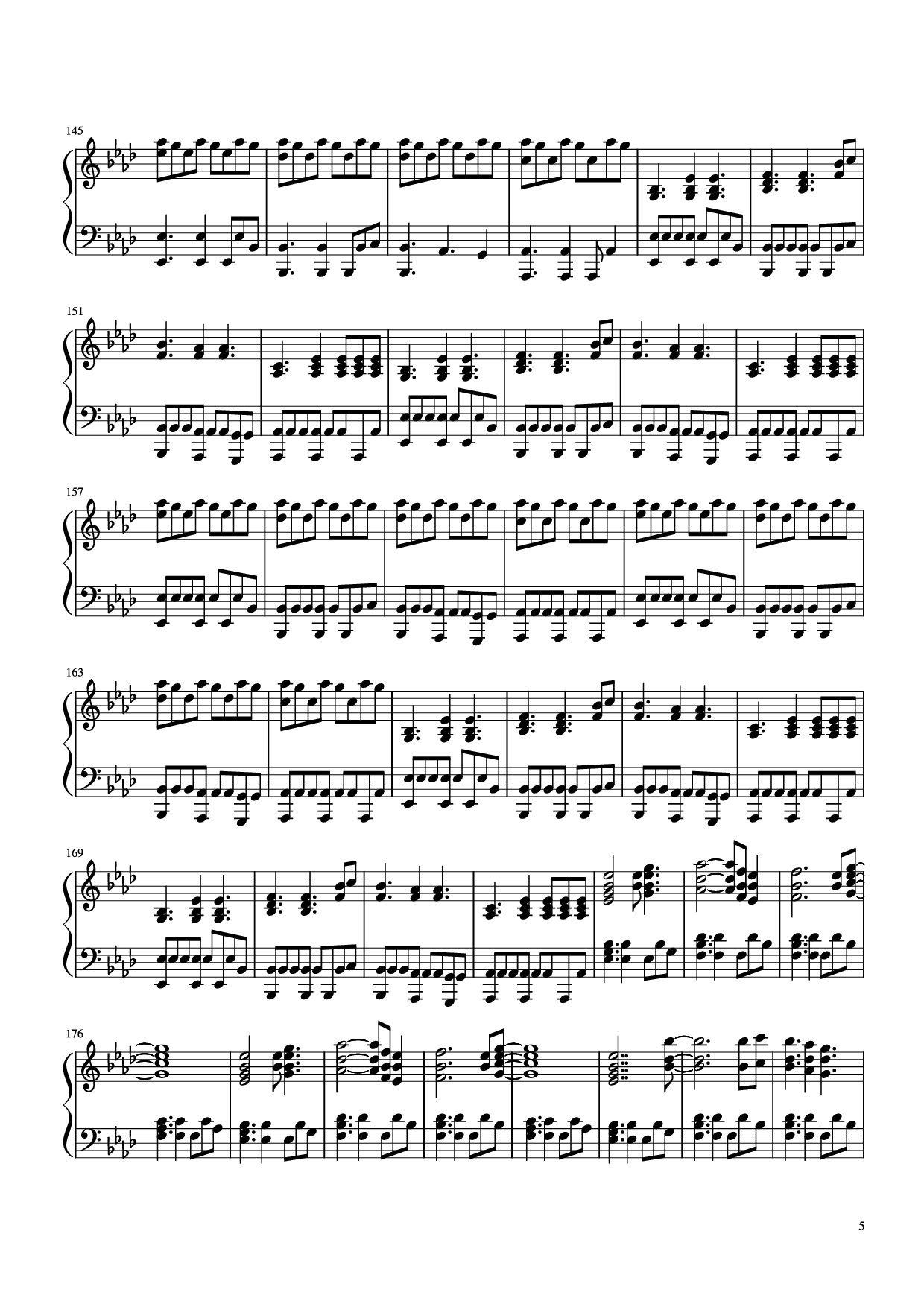 Page 5 of the piano sheet music PDF Piano – Clocks Cold Play Transcription by Anthenius Music & Lyrics by Cold Play Piano by Undefined