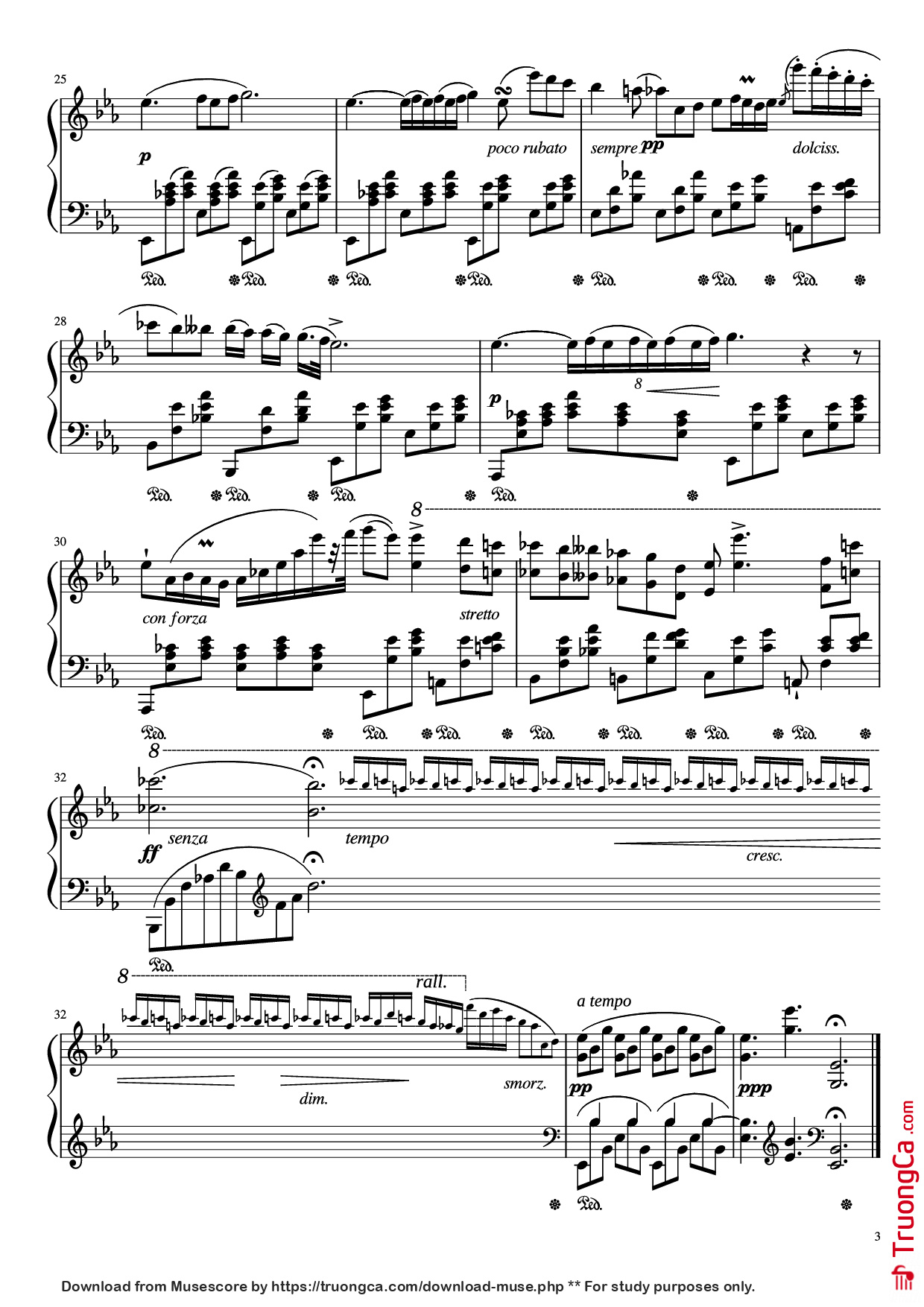 Page 3 of the piano sheet music PDF – Nocturne in E♭ Major, Op.9 No.2 by Frederic Francois Chopin