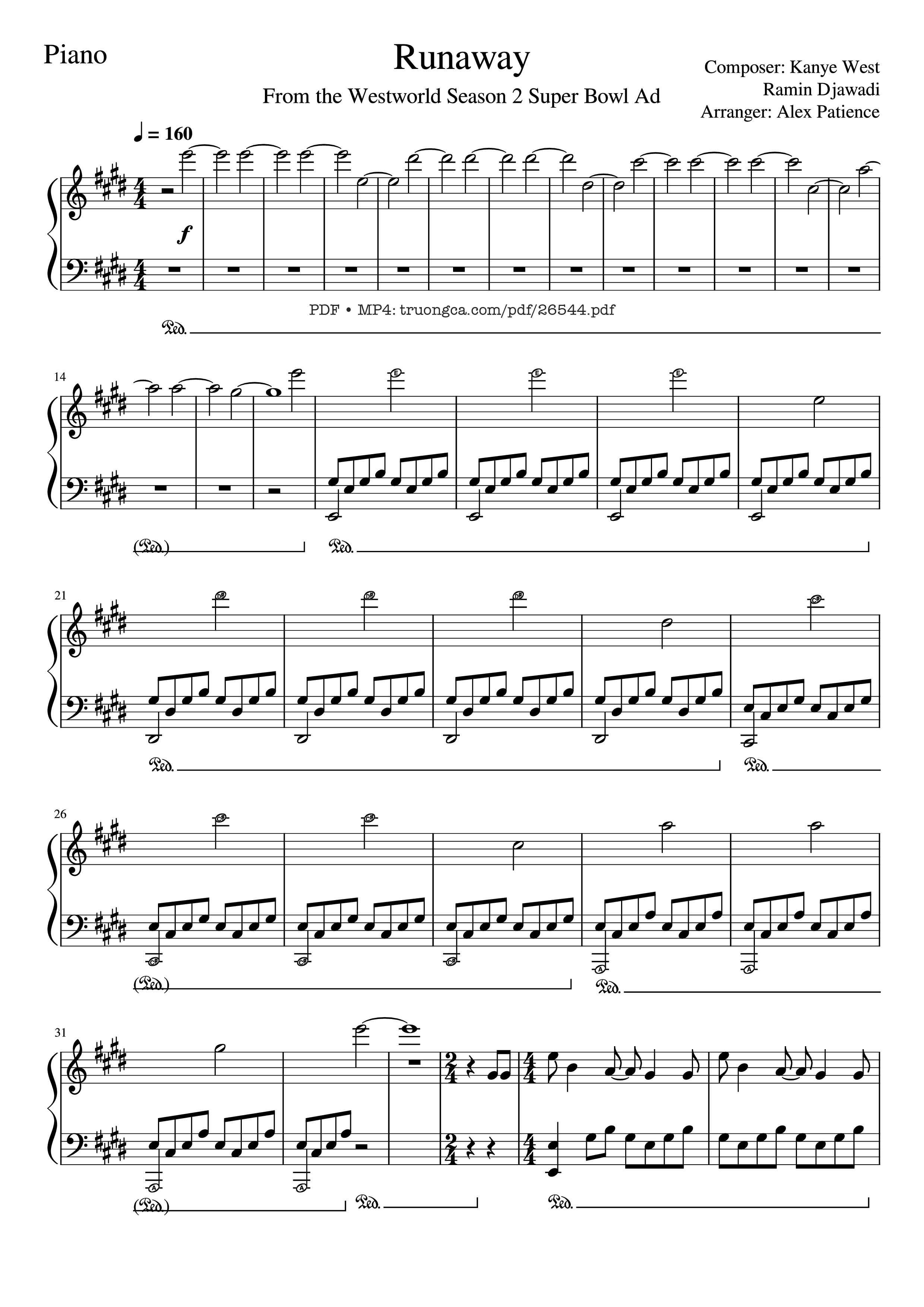 Page 1 of the piano sheet music PDF Piano – Runaway Piano by Ramin Djawadi