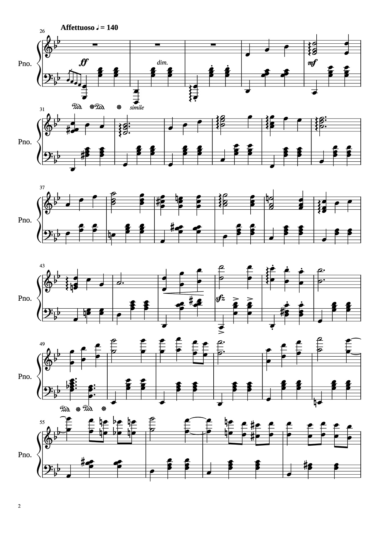 Page 2 of the piano sheet music PDF Piano – Merry-Go-Round of Life Piano by Joe Hasaishi arr. Andrew Deng