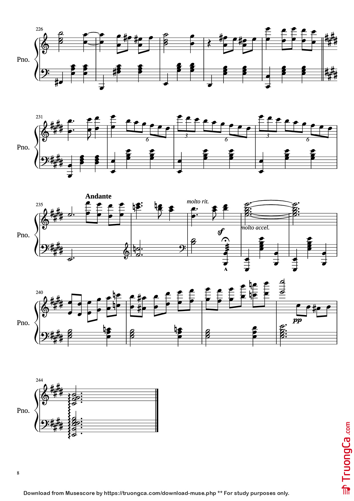 Page 8 of the piano sheet music PDF Piano – Merry-Go-Round of Life Piano by Joe Hasaishi arr. Andrew Deng