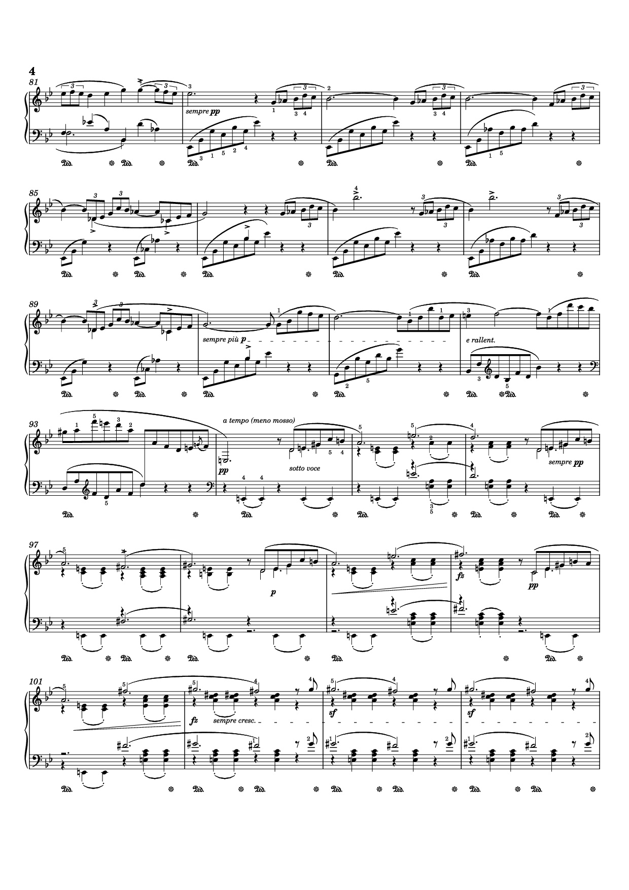 Page 4 of the piano sheet music PDF – Ballade I Piano by Frédéric Chopin