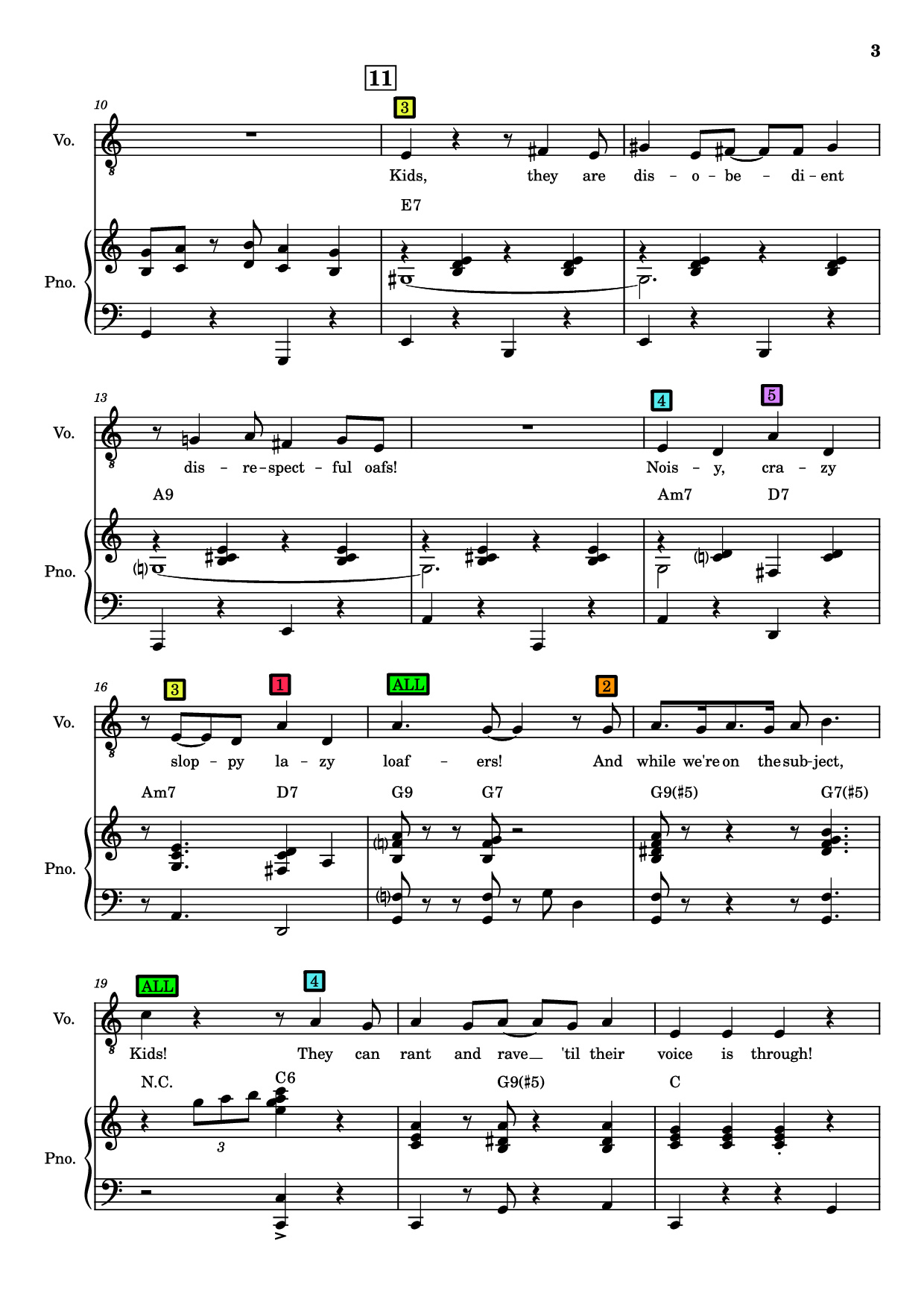 Page 3 of the piano sheet music PDF – Kids Piano by Charles Strouse