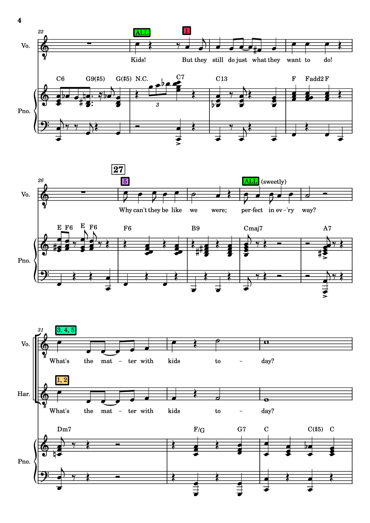 Page 4 of the piano sheet music PDF – Kids Piano by Charles Strouse