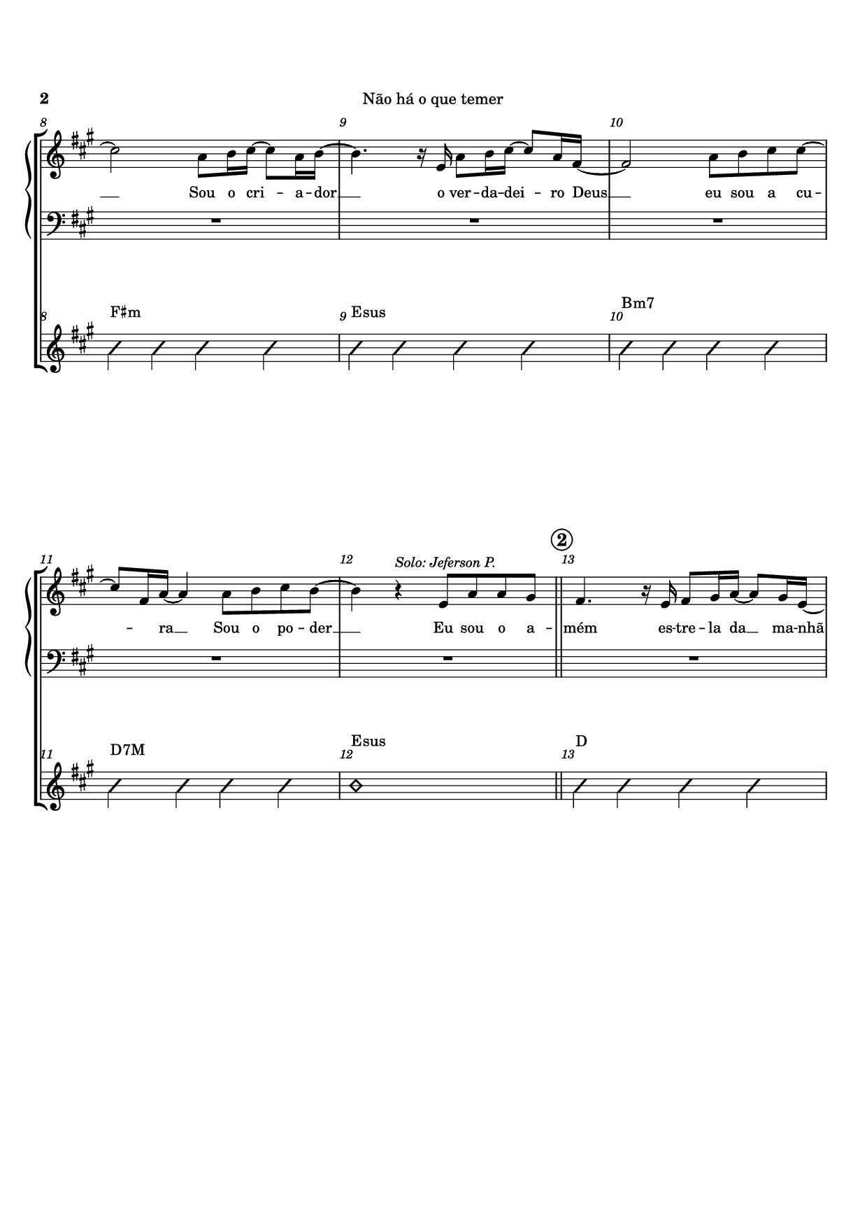 Page 2 of the piano sheet music PDF – Não há o que temer Piano by Ricardo Martins
