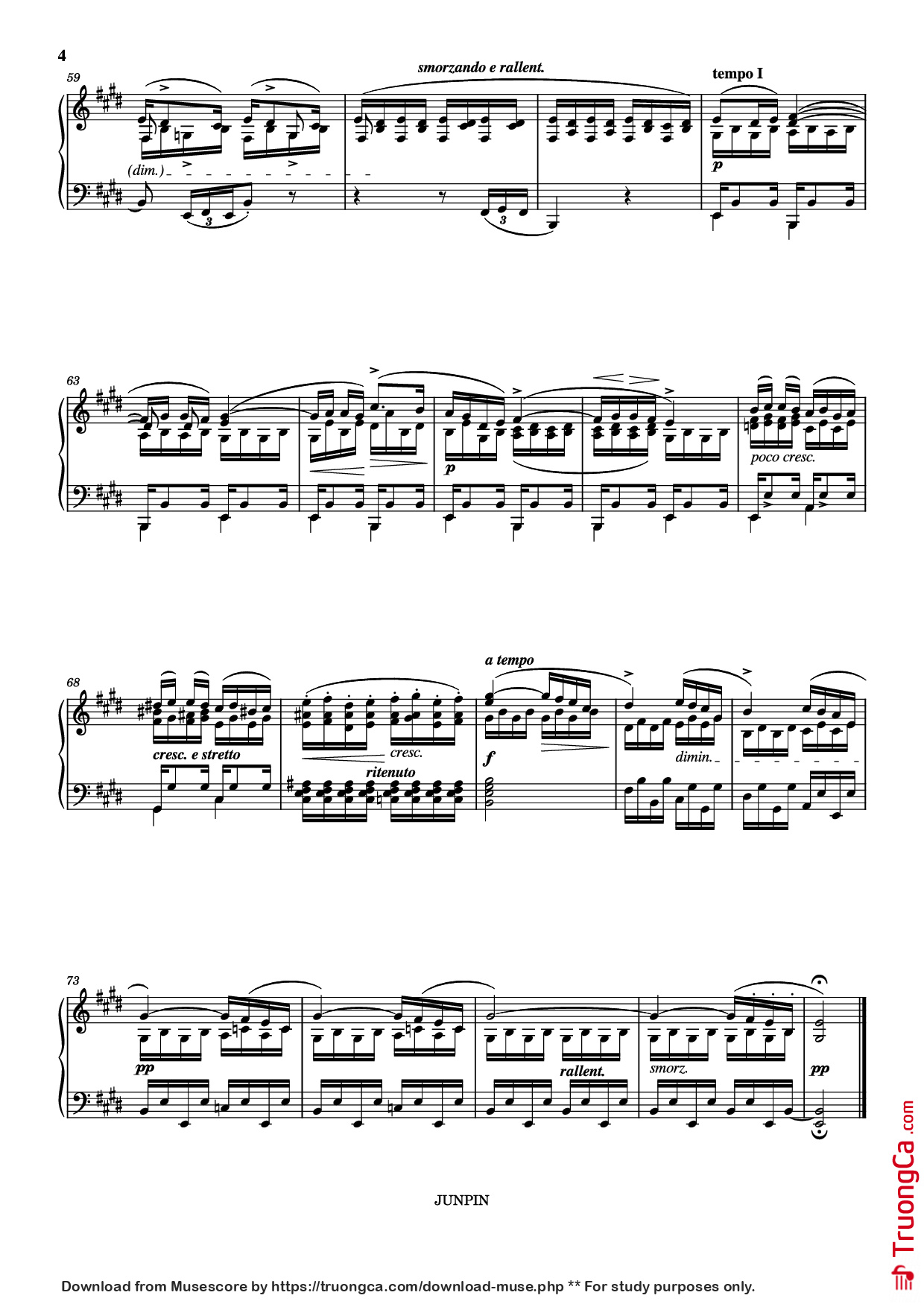 Page 4 of the piano sheet music PDF – Etude Op.10 No.3 in E Major by Chopin