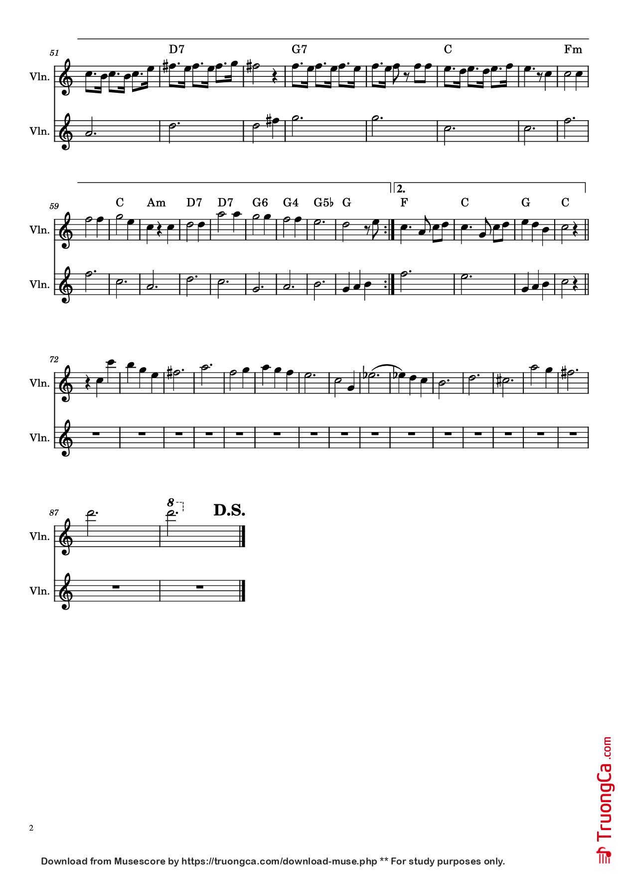 Page 2 of the piano sheet music PDF – ESCOLHI TE ESPERAR Violin by Marcela Taís