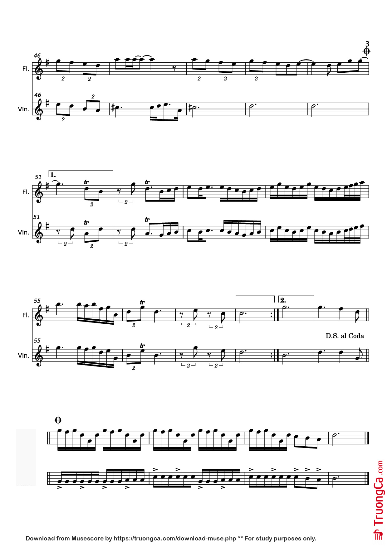 Page 3 of the piano sheet music PDF – Eles se amam Violin by Pedro Valença