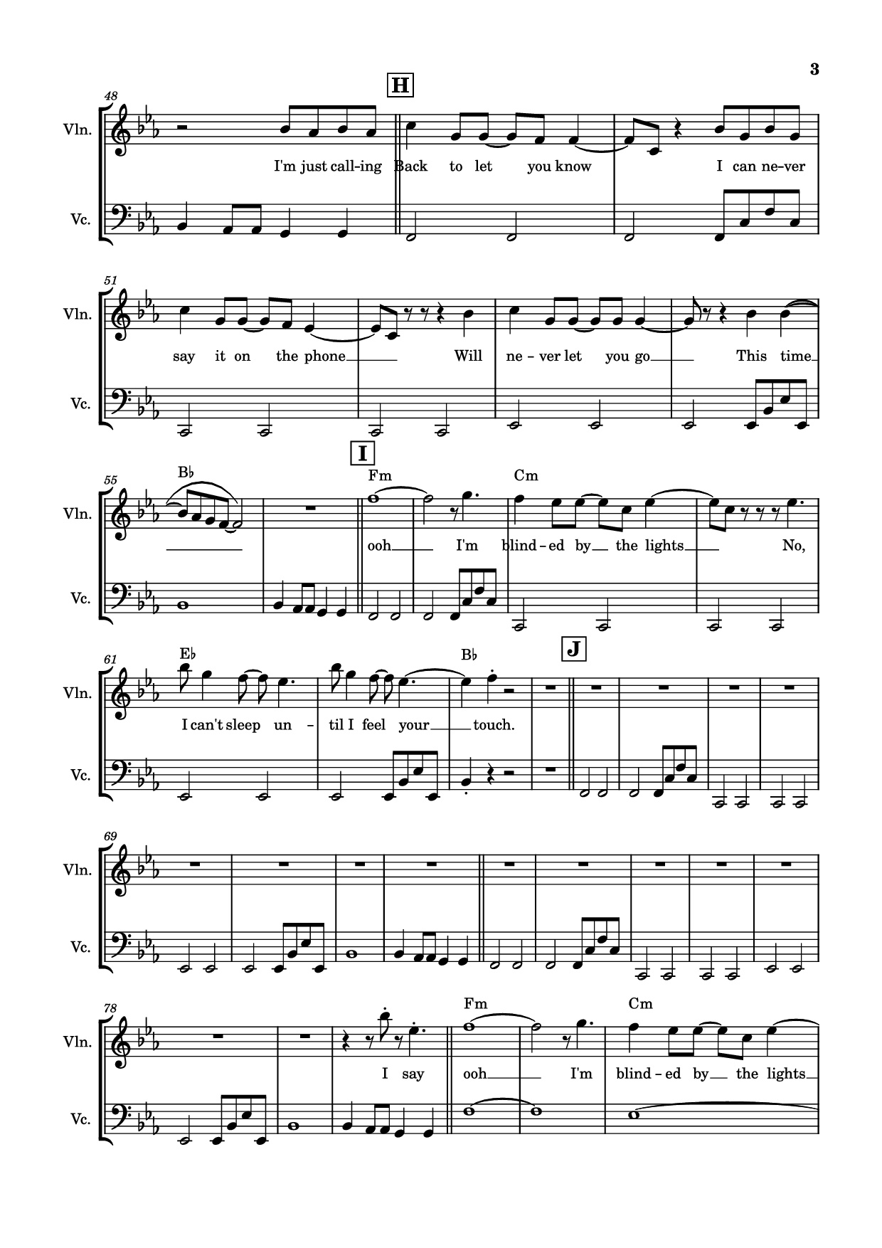 Page 3 of the piano sheet music PDF – Blinding lights Violin by The Weeknd