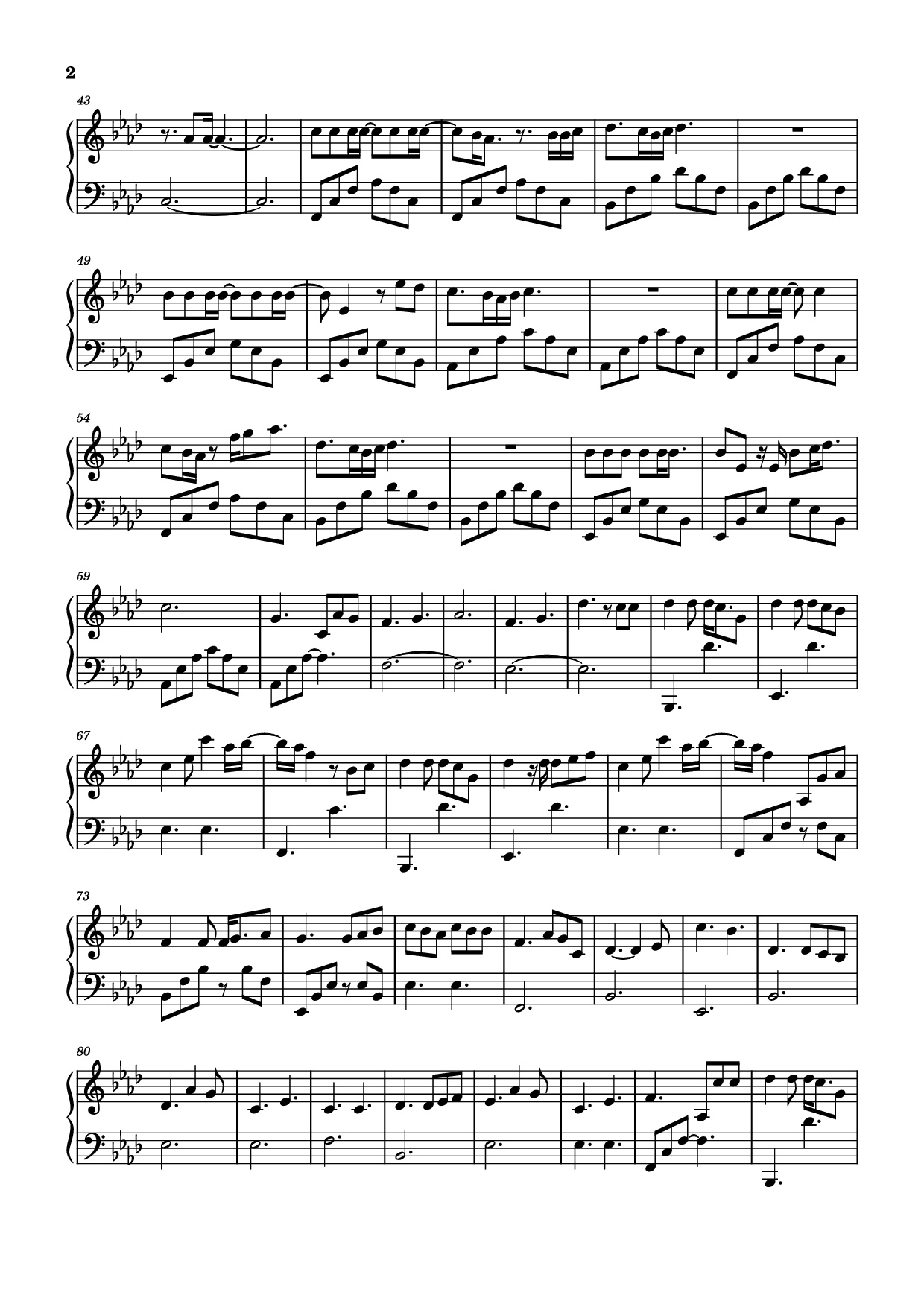 Page 2 of the piano sheet music PDF Piano – Glimpse of us Piano by Wesley Steenbergen