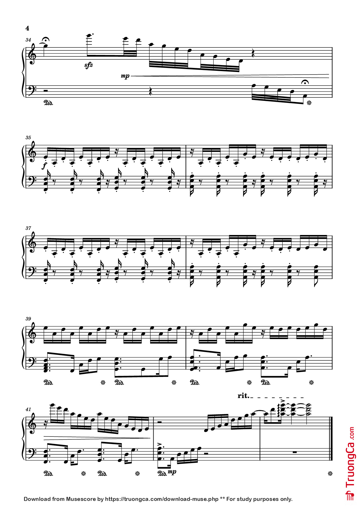 Page 4 of the piano sheet music PDF Piano – 破旧世界 Piano by 魔鬼花园 Devil Music