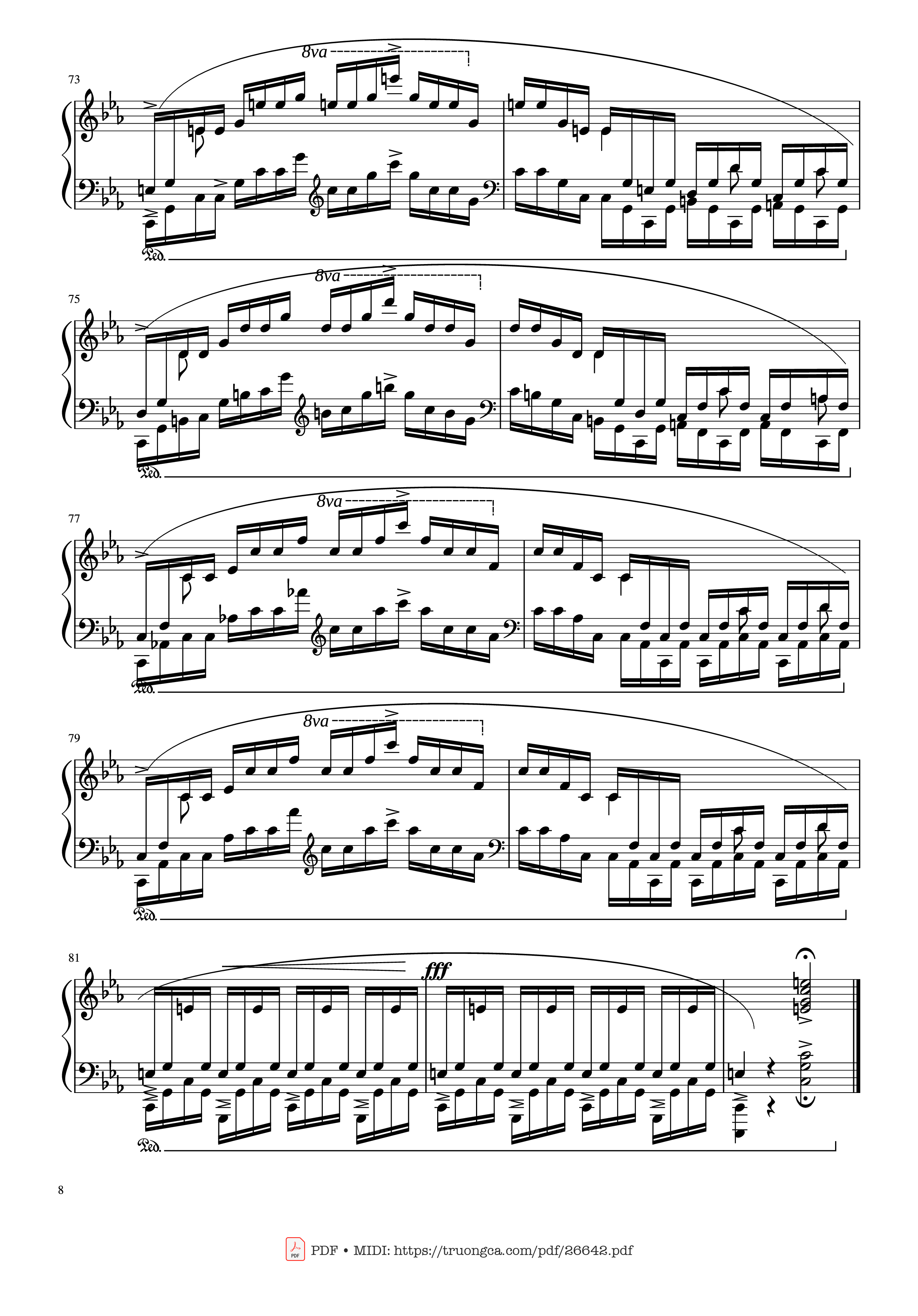 Page 8 of the piano sheet music PDF – Etude in C Minor Piano by Chopin