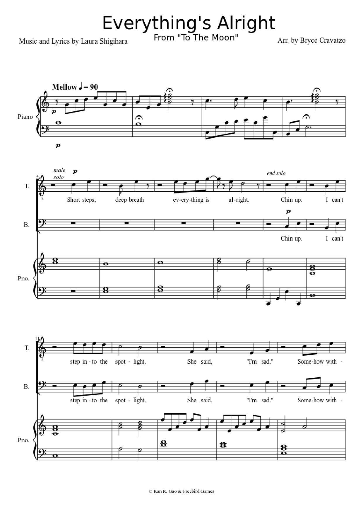 Page 1 of the piano sheet music PDF Piano Guitar Tab – Everything