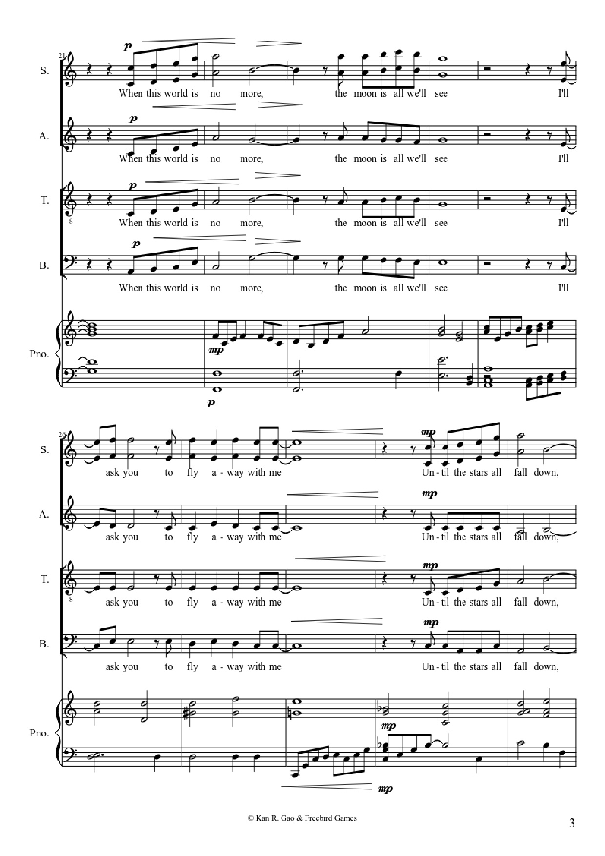 Page 3 of the piano sheet music PDF Piano Guitar Tab – Everything