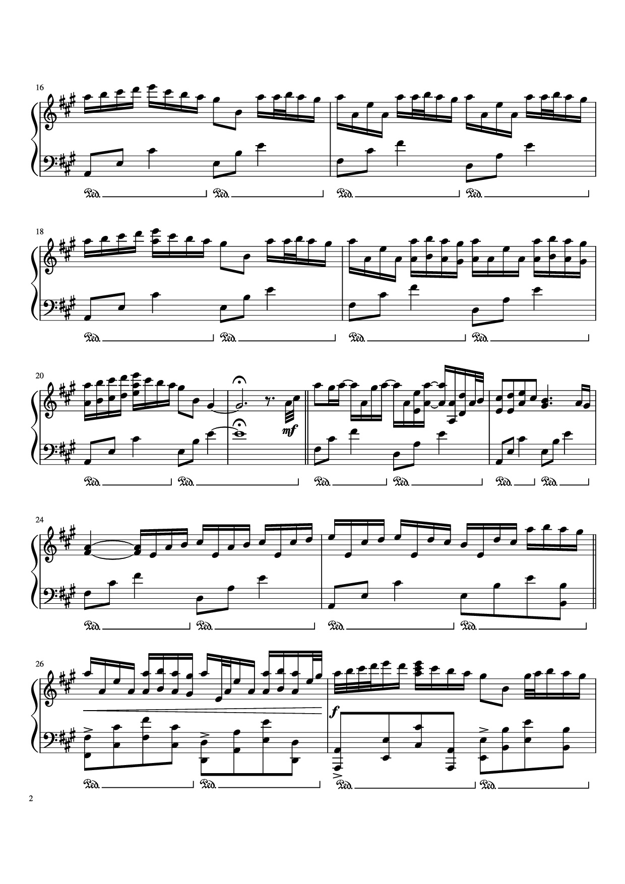 Page 2 of the piano sheet music PDF Piano – River Flows in You Piano by Undefined
