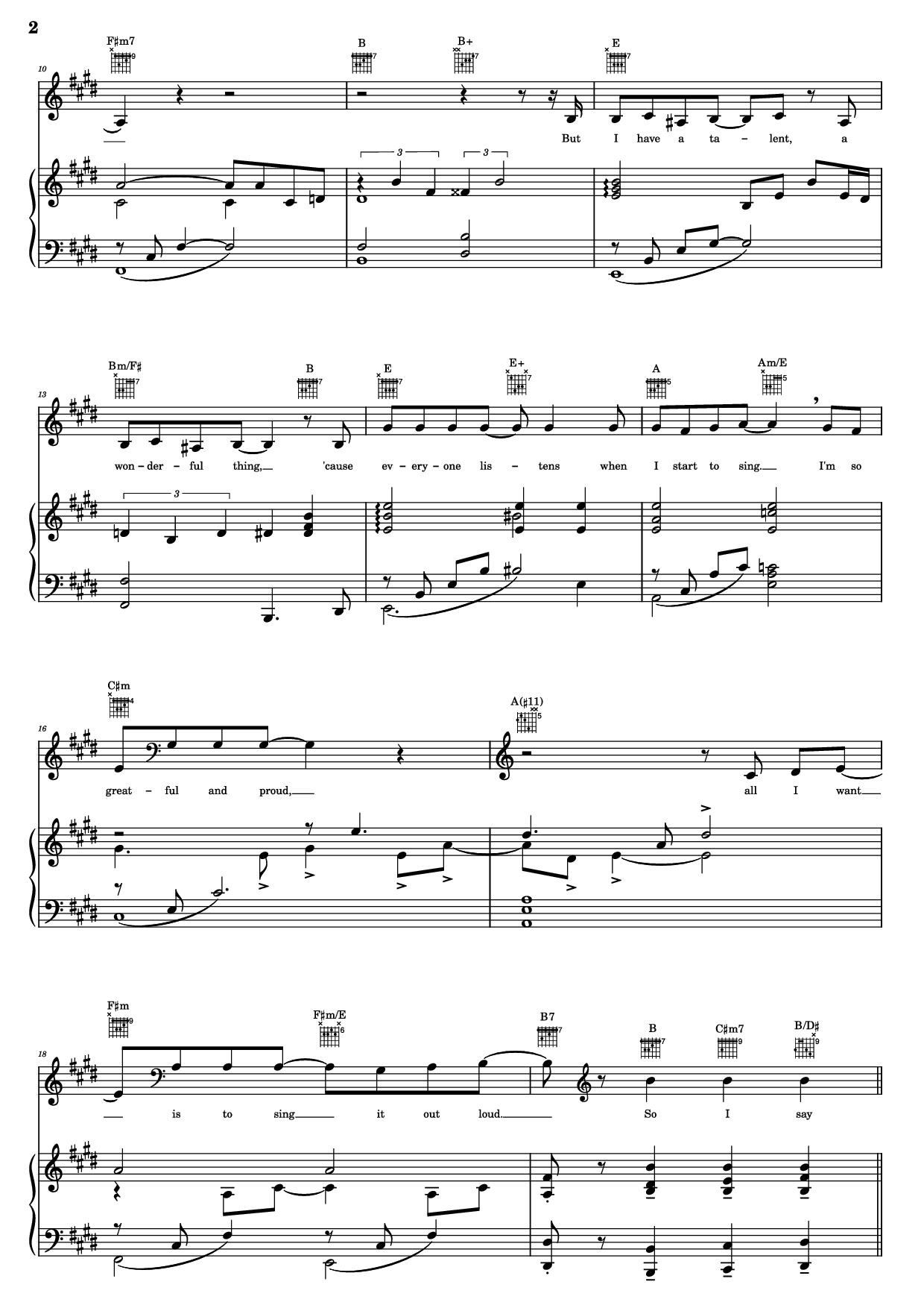 Page 2 of the piano sheet music PDF Piano Guitar Tab – Thank You For The Music Piano by B. Andersson/B. Ulvaeus