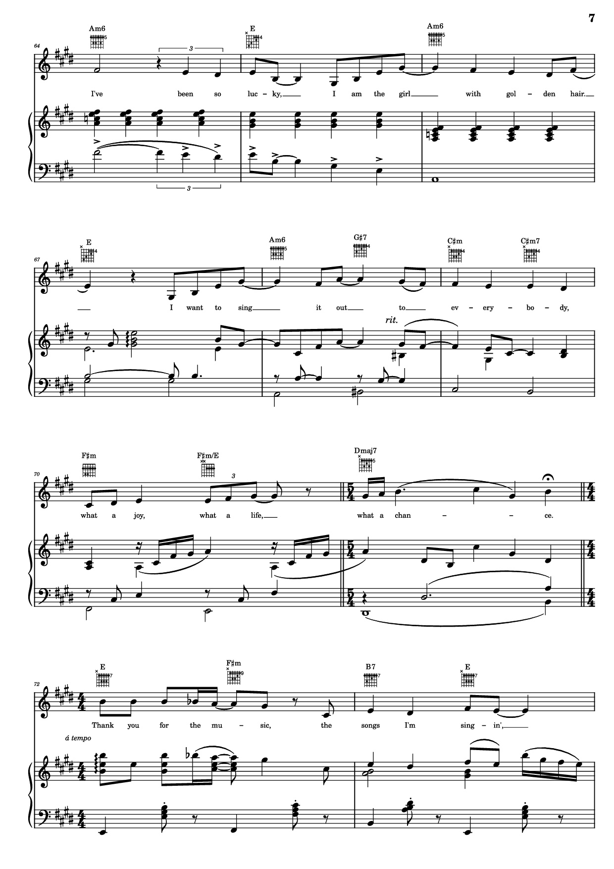 Page 7 of the piano sheet music PDF Piano Guitar Tab – Thank You For The Music Piano by B. Andersson/B. Ulvaeus