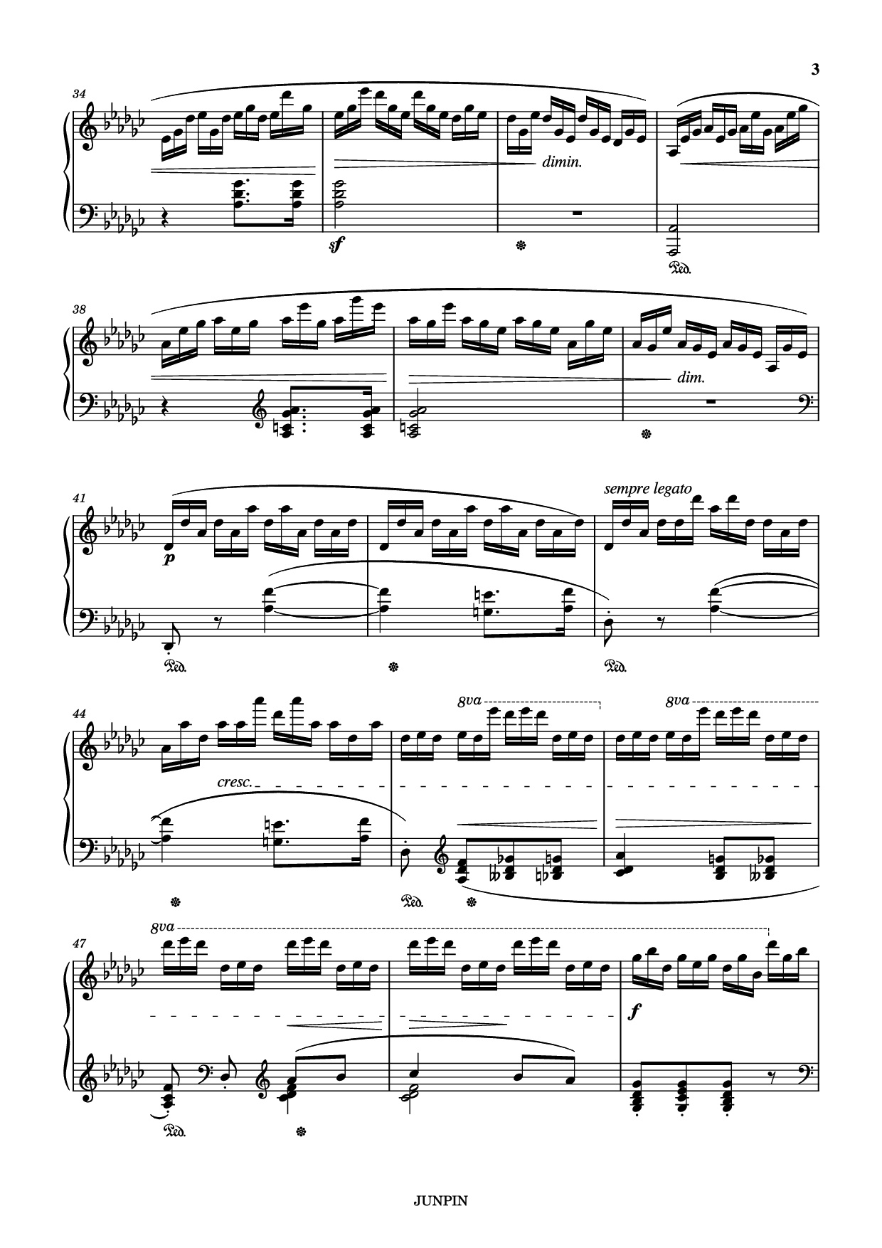 Page 3 of the piano sheet music PDF – Etude Op.10 No.5 in Gb Major "Black keys" Piano by Chopin
