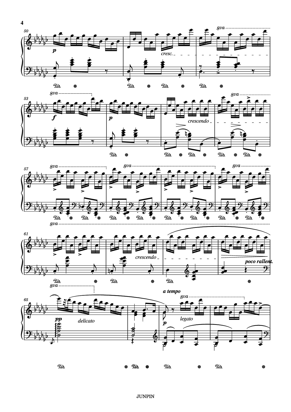 Page 4 of the piano sheet music PDF – Etude Op.10 No.5 in Gb Major "Black keys" Piano by Chopin