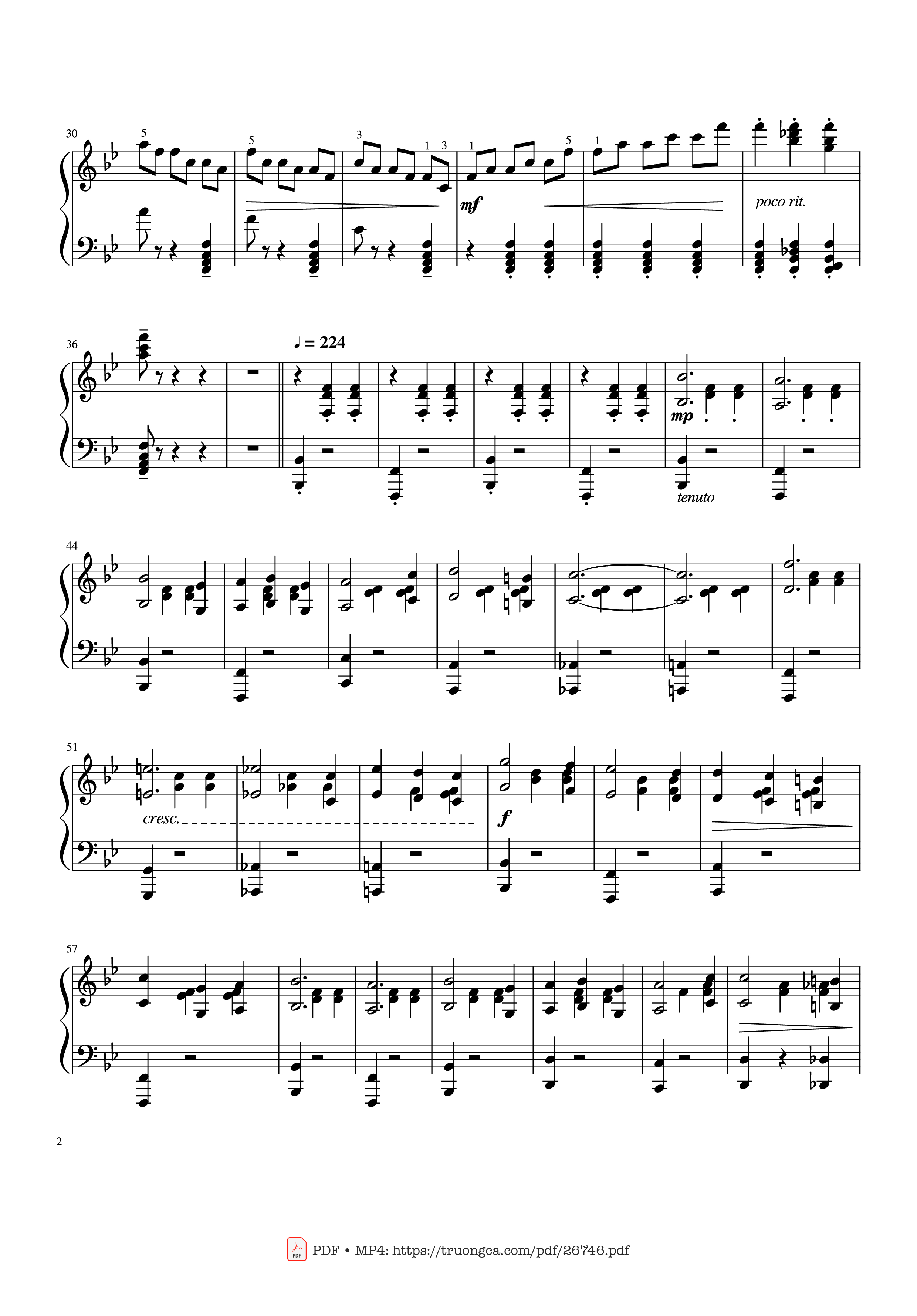 Page 2 of the piano sheet music PDF Piano – Tchaikovsky Waltz from "The Sleeping Beauty" Piano by Pyotr Ilyich Tchaikovsky