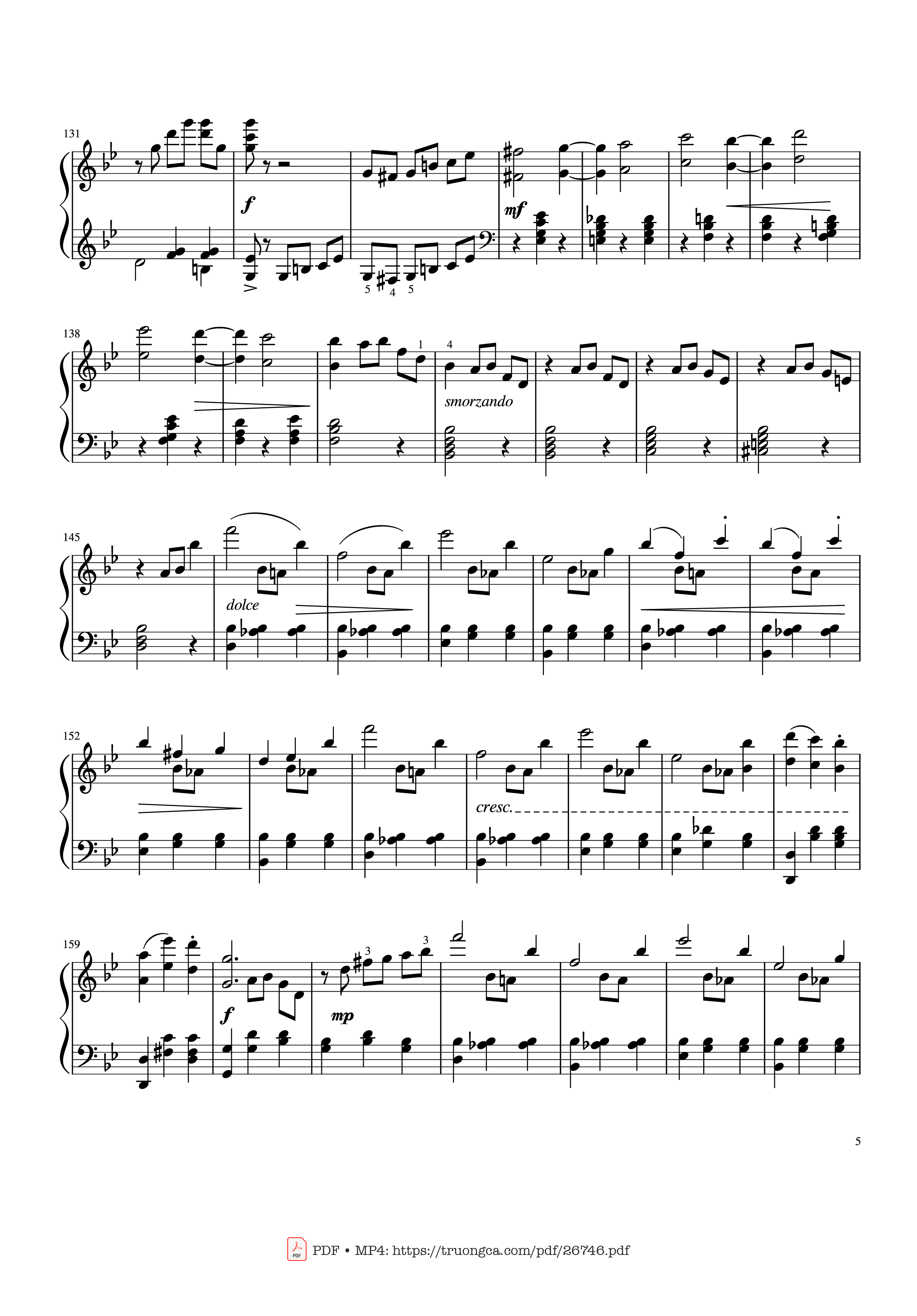 Page 5 of the piano sheet music PDF Piano – Tchaikovsky Waltz from "The Sleeping Beauty" Piano by Pyotr Ilyich Tchaikovsky