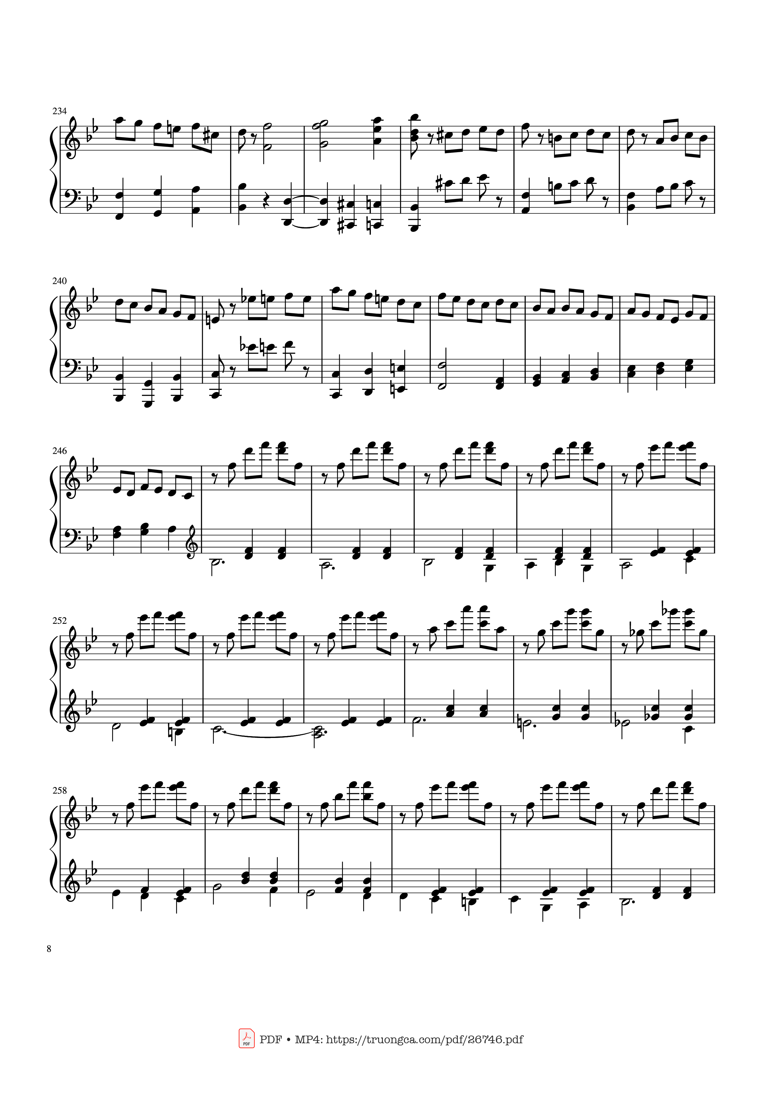 Page 8 of the piano sheet music PDF Piano – Tchaikovsky Waltz from "The Sleeping Beauty" Piano by Pyotr Ilyich Tchaikovsky