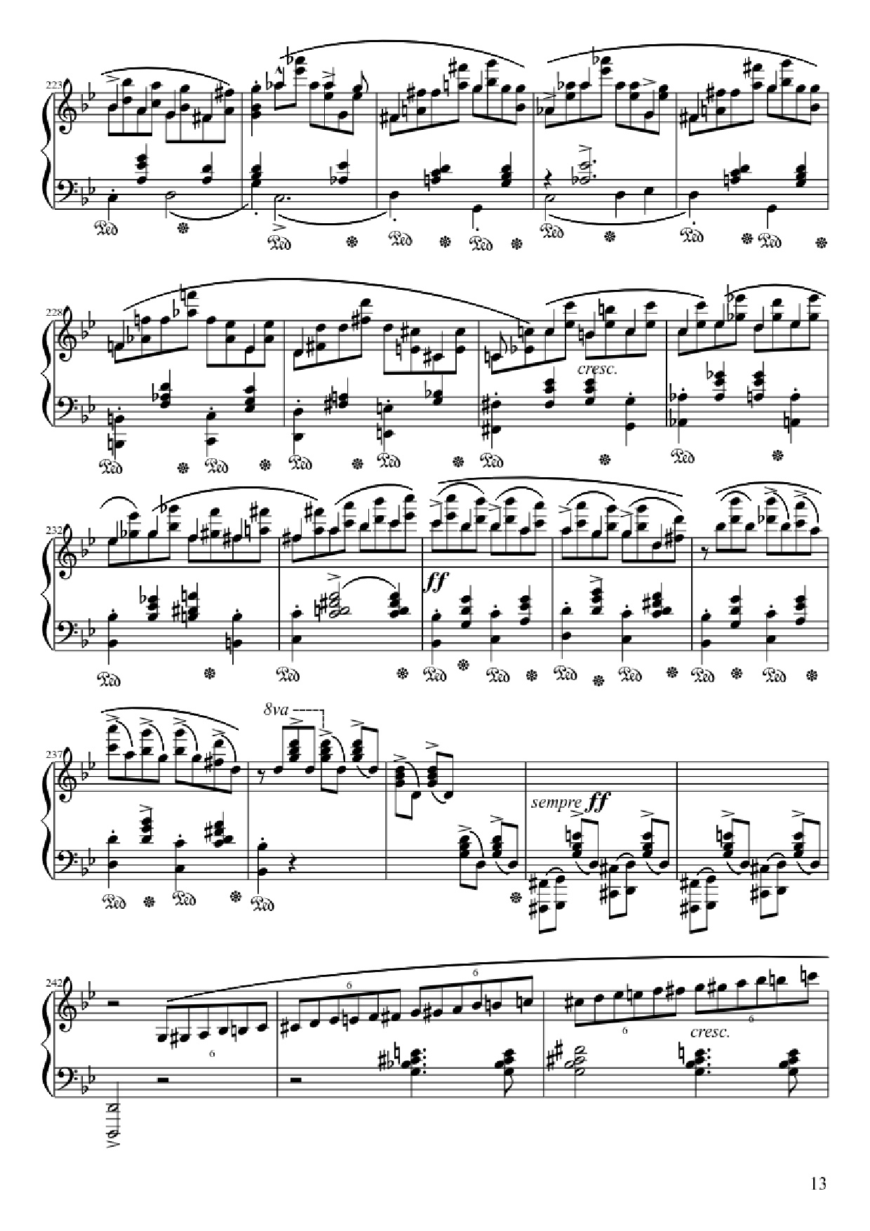 Page 13 of the piano sheet music PDF – Ballade No. 1 in G Minor Piano by Frédéric François Chopin