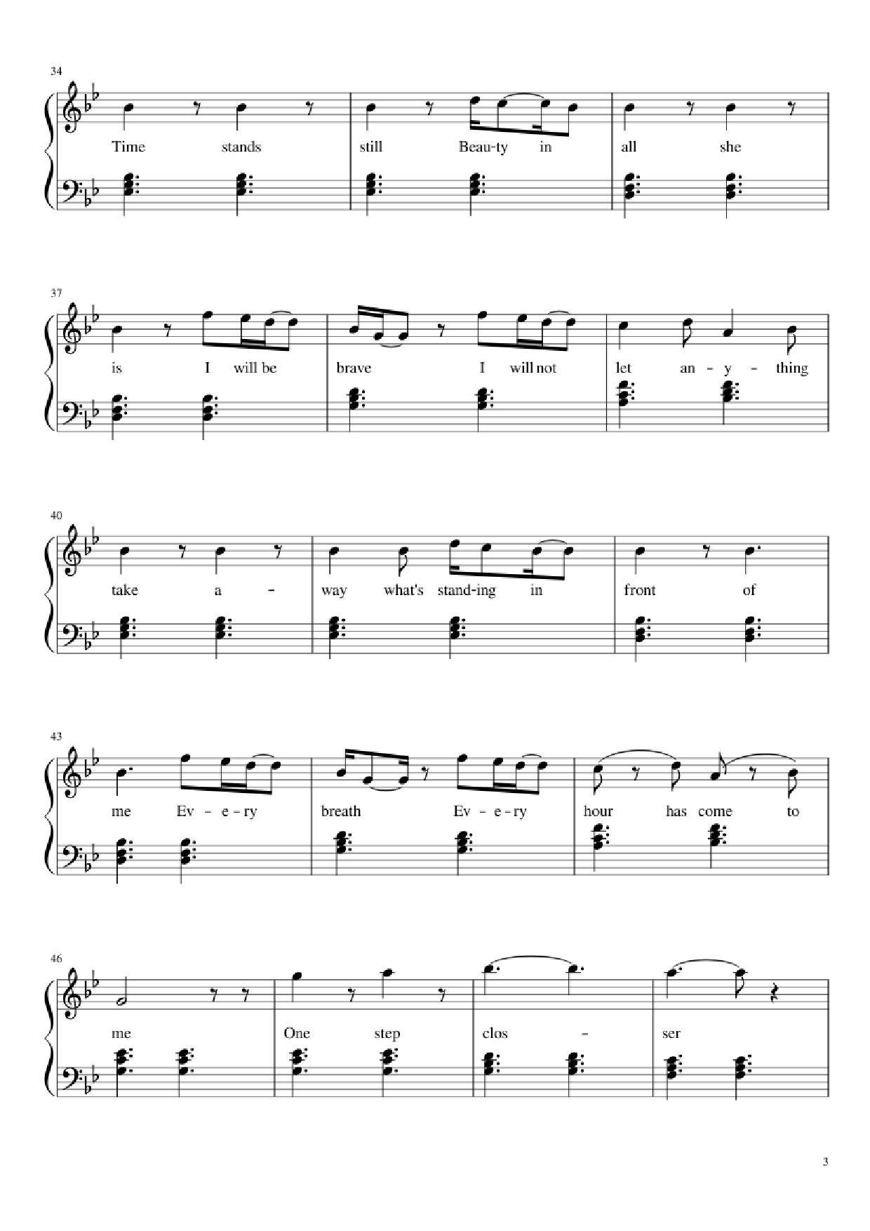 Page 3 of the piano sheet music PDF Piano – A Thousand Years Piano by Christiana Perri