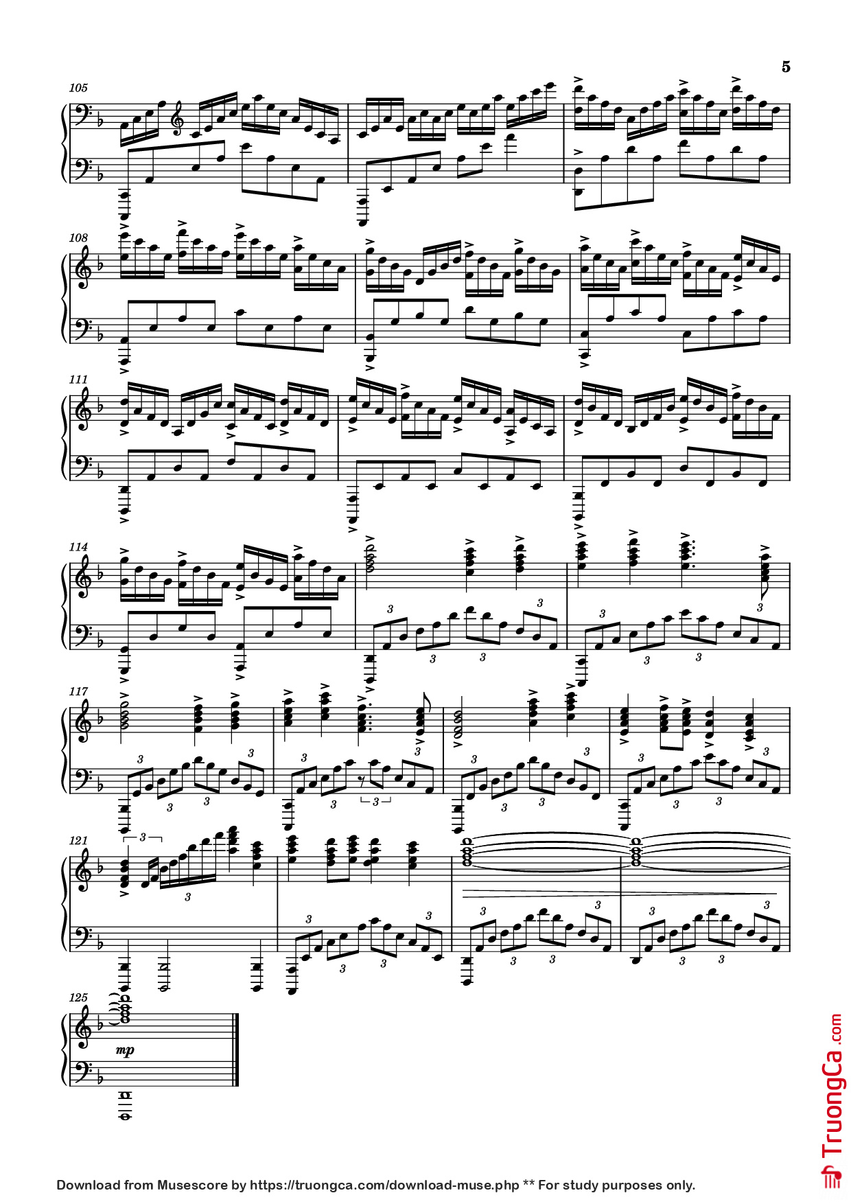 Page 5 of the piano sheet music PDF Piano – The Last Samurai Piano by Hans Zimmer