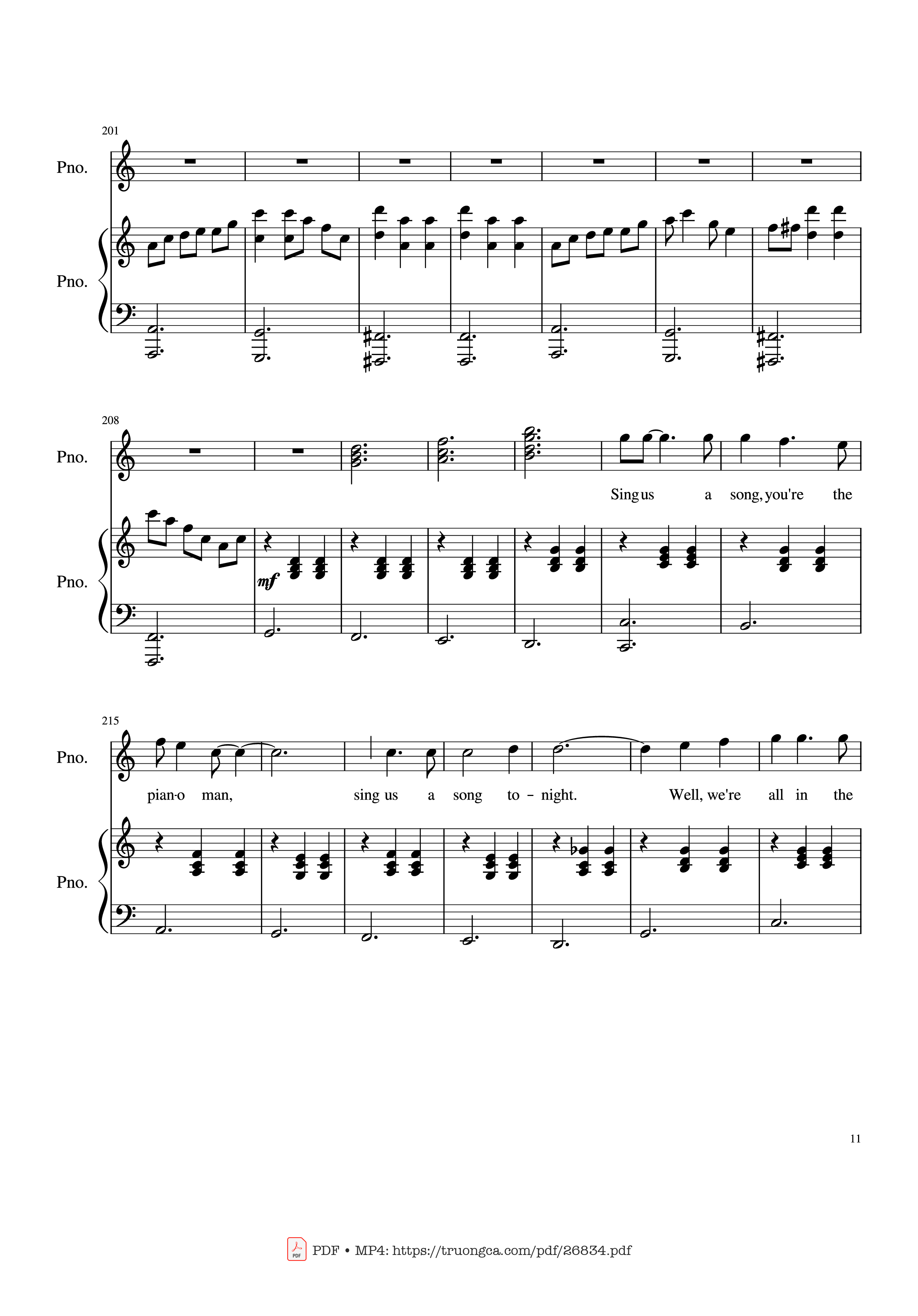 Page 11 of the piano sheet music PDF Piano – Piano Man (Vocal-Piano) by Words and Music by Billy Joel