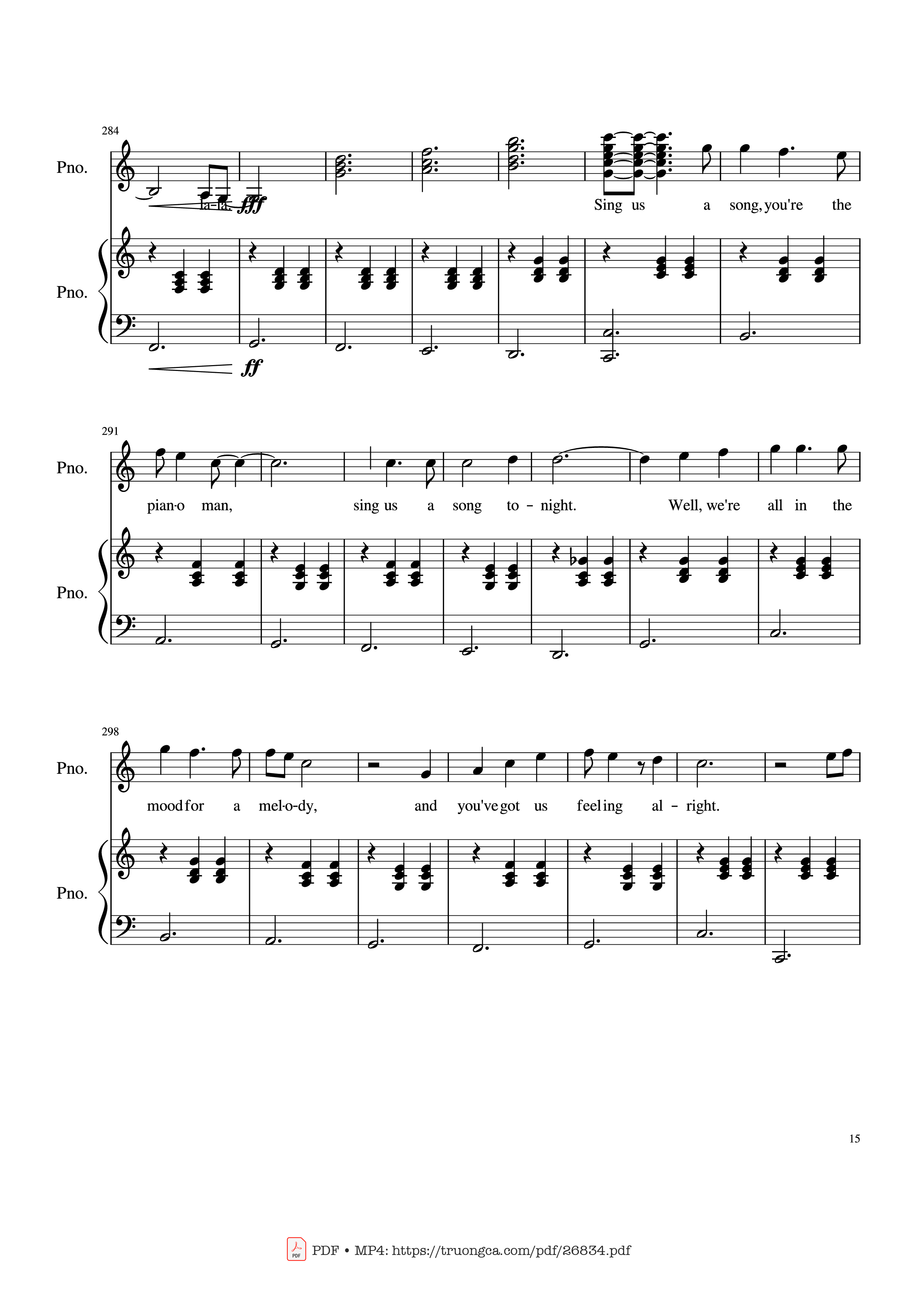 Page 15 of the piano sheet music PDF Piano – Piano Man (Vocal-Piano) by Words and Music by Billy Joel