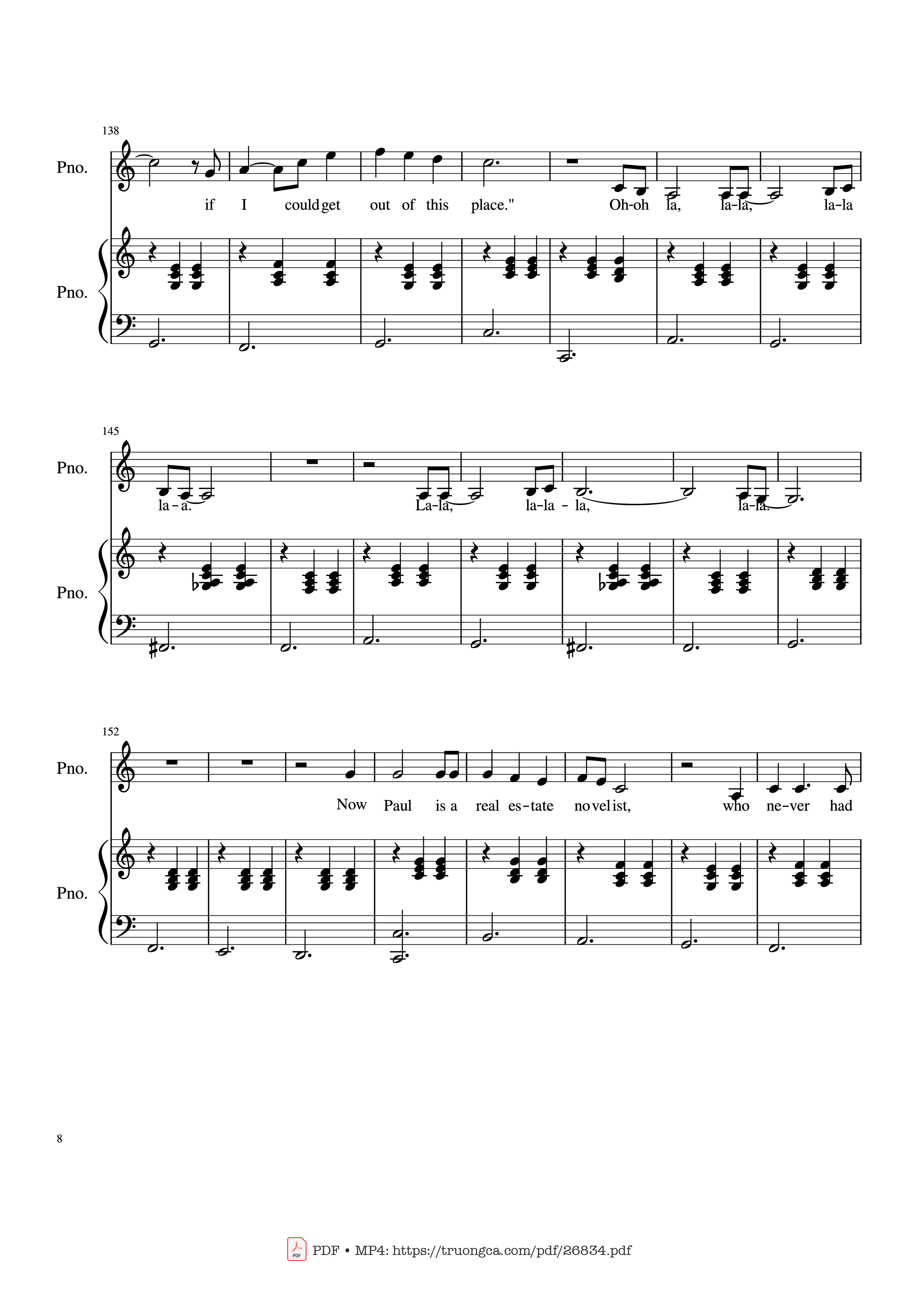 Page 8 of the piano sheet music PDF Piano – Piano Man (Vocal-Piano) by Words and Music by Billy Joel