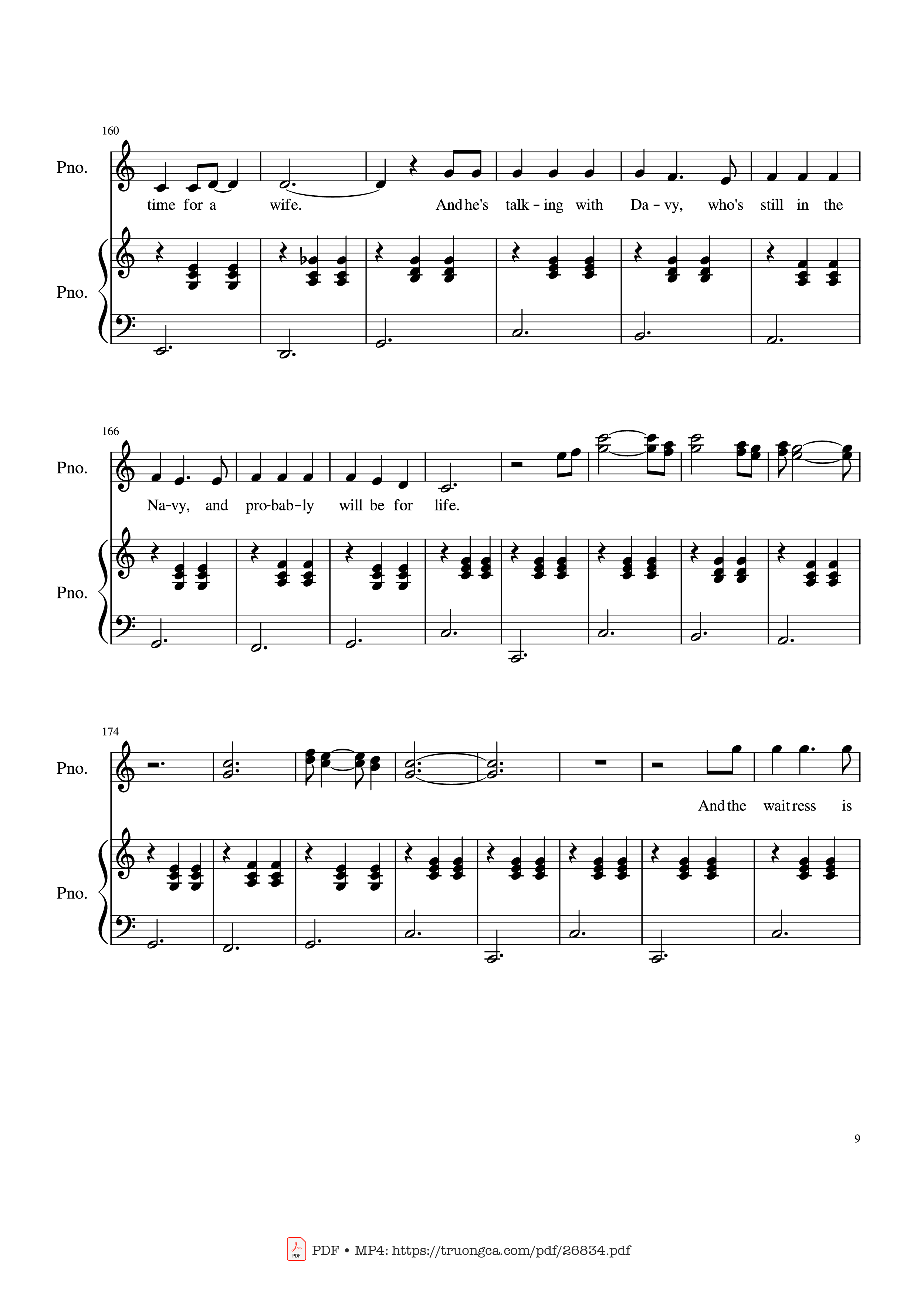 Page 9 of the piano sheet music PDF Piano – Piano Man (Vocal-Piano) by Words and Music by Billy Joel