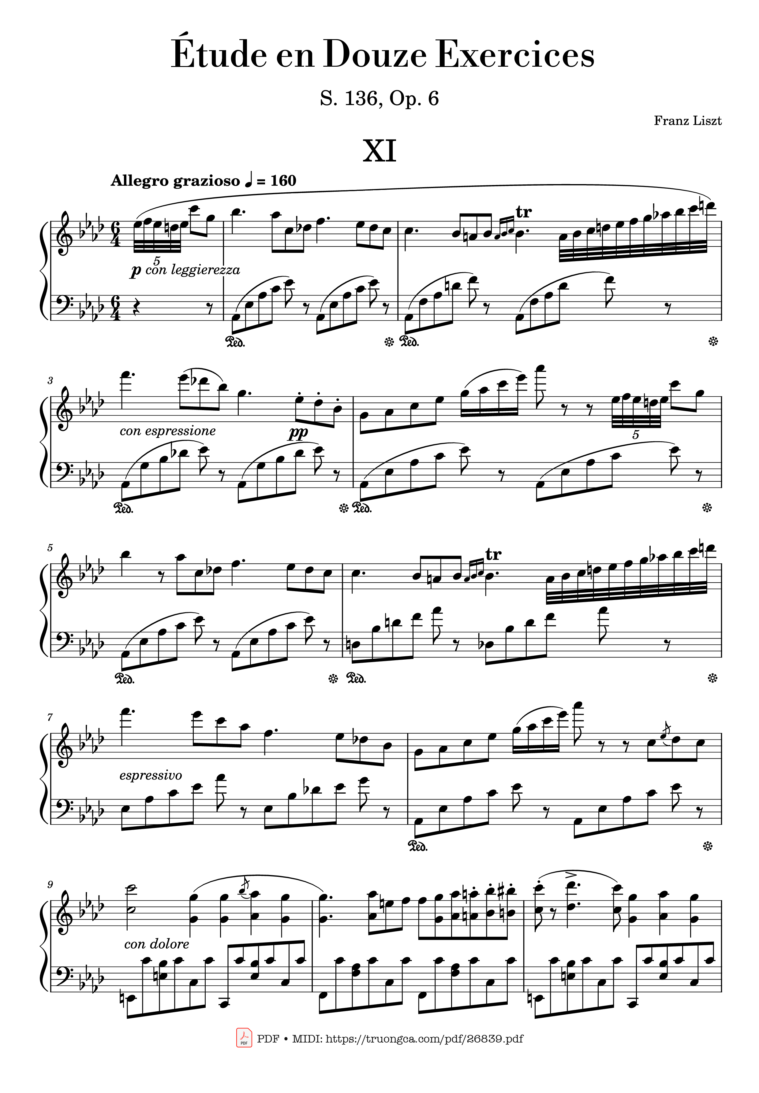 Page 1 of the piano sheet music PDF Piano – Étude en Douze Exercices Piano by Franz Liszt