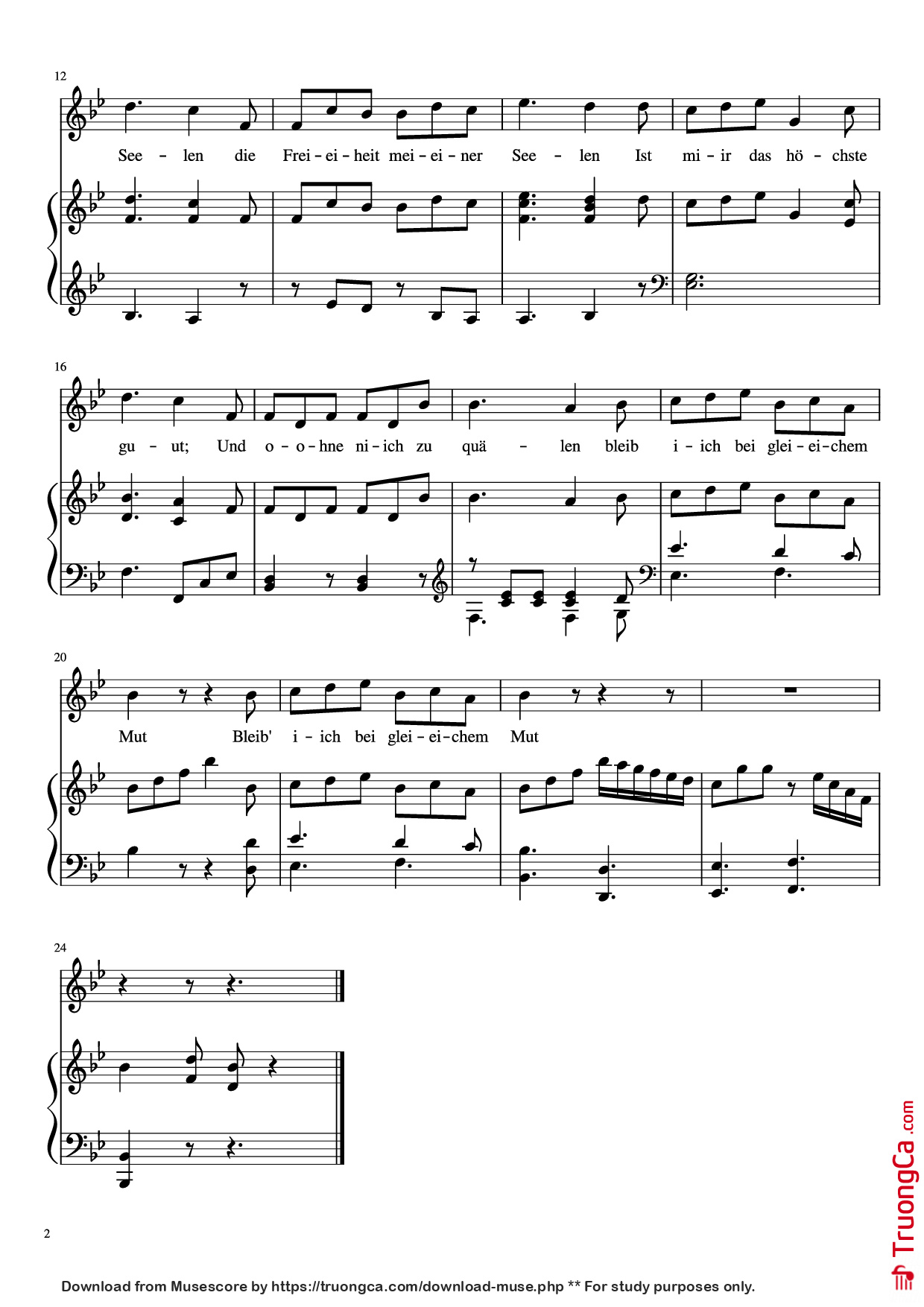 Page 2 of the piano sheet music PDF Piano – Die LandLUst Piano by J.HAYDN (1732-1809