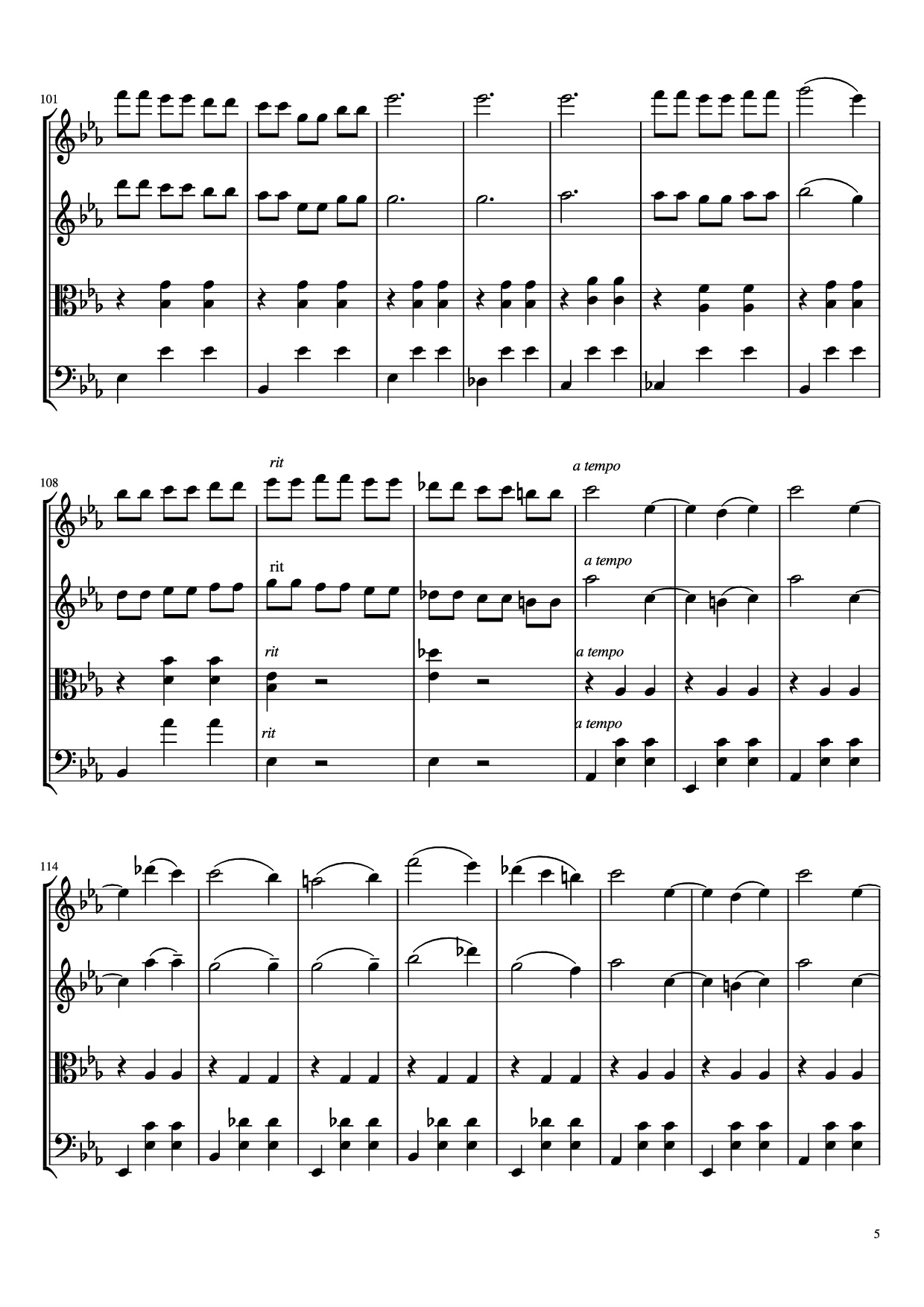 Page 5 of the piano sheet music PDF – Waltz No. 2 From Suite for Variety Orchestra Violin by Shostakovich Transcribed by C. Han