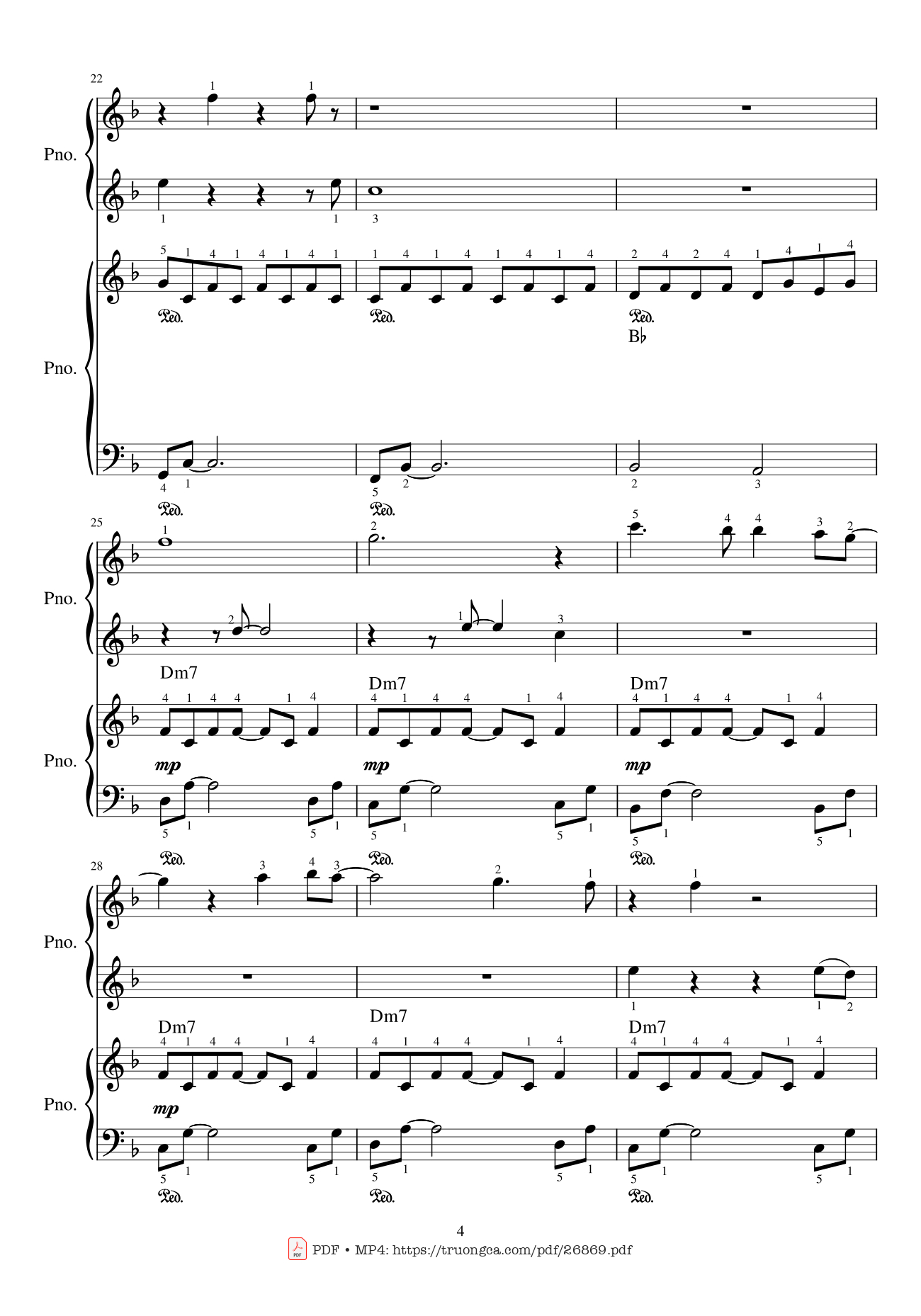 Page 4 of the piano sheet music PDF Piano – My Heart Will Go On Piano duet by Céline Dion