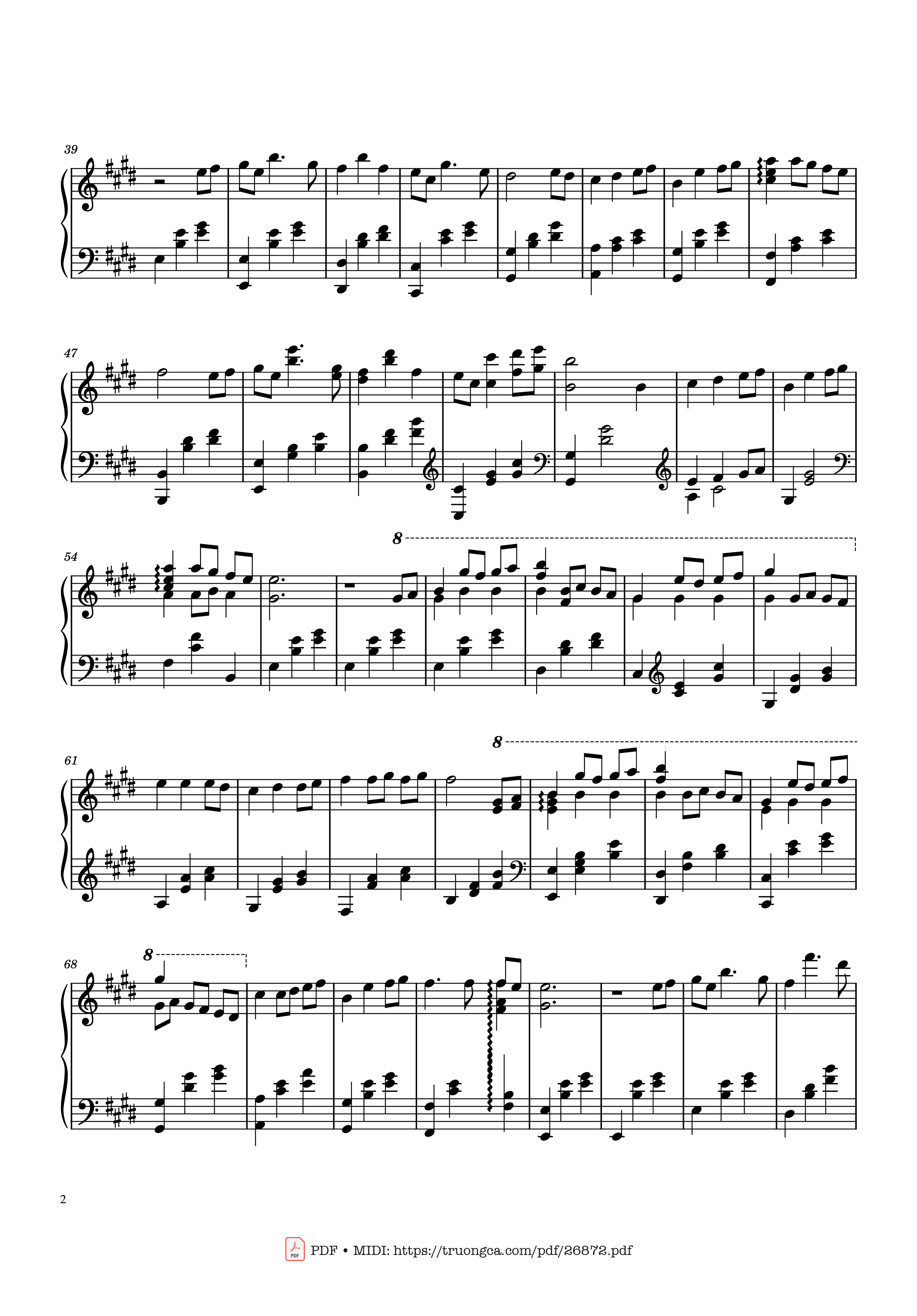 Page 2 of the piano sheet music PDF Piano – Always With Me by Joe Hisaishi