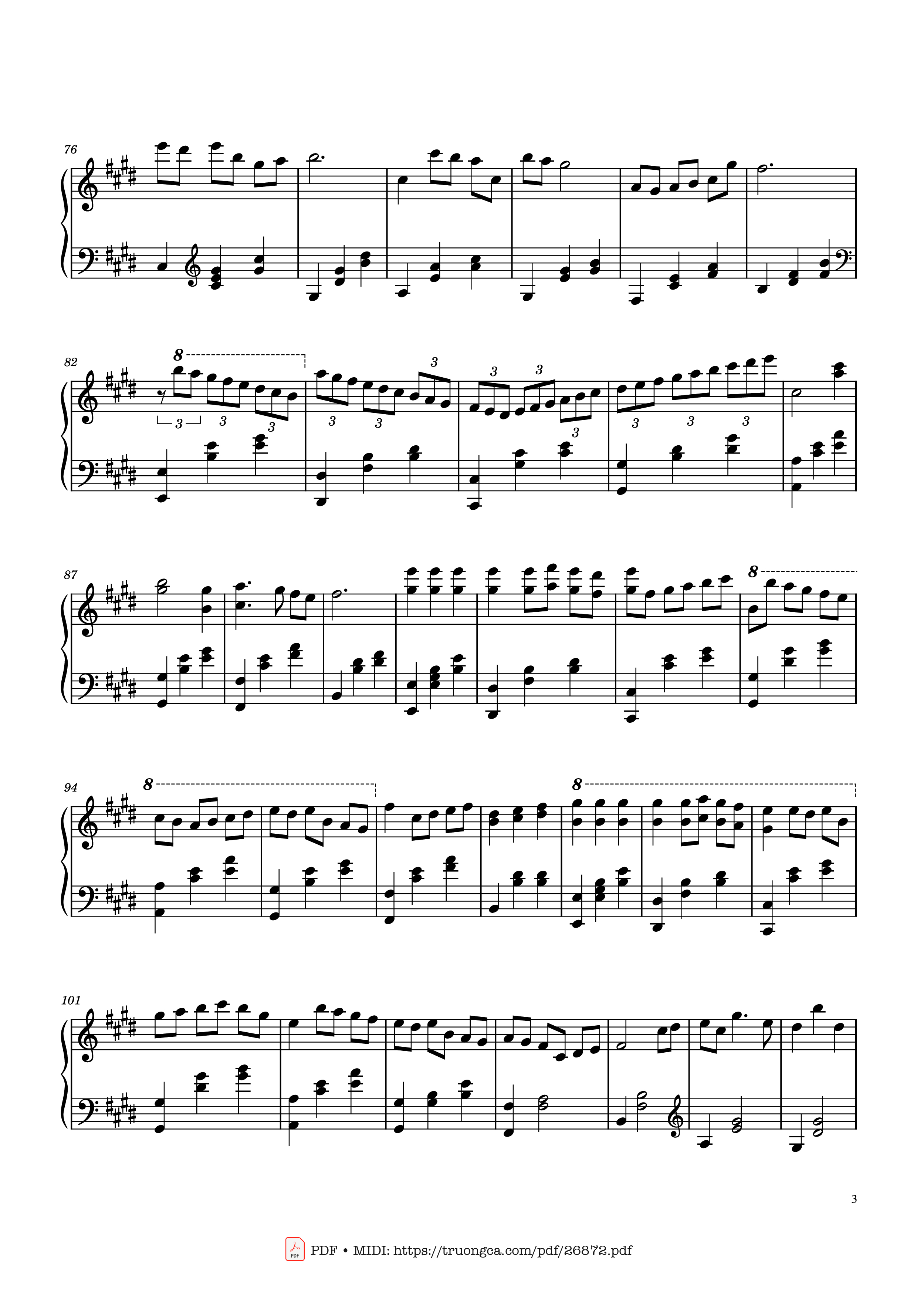 Page 3 of the piano sheet music PDF Piano – Always With Me by Joe Hisaishi