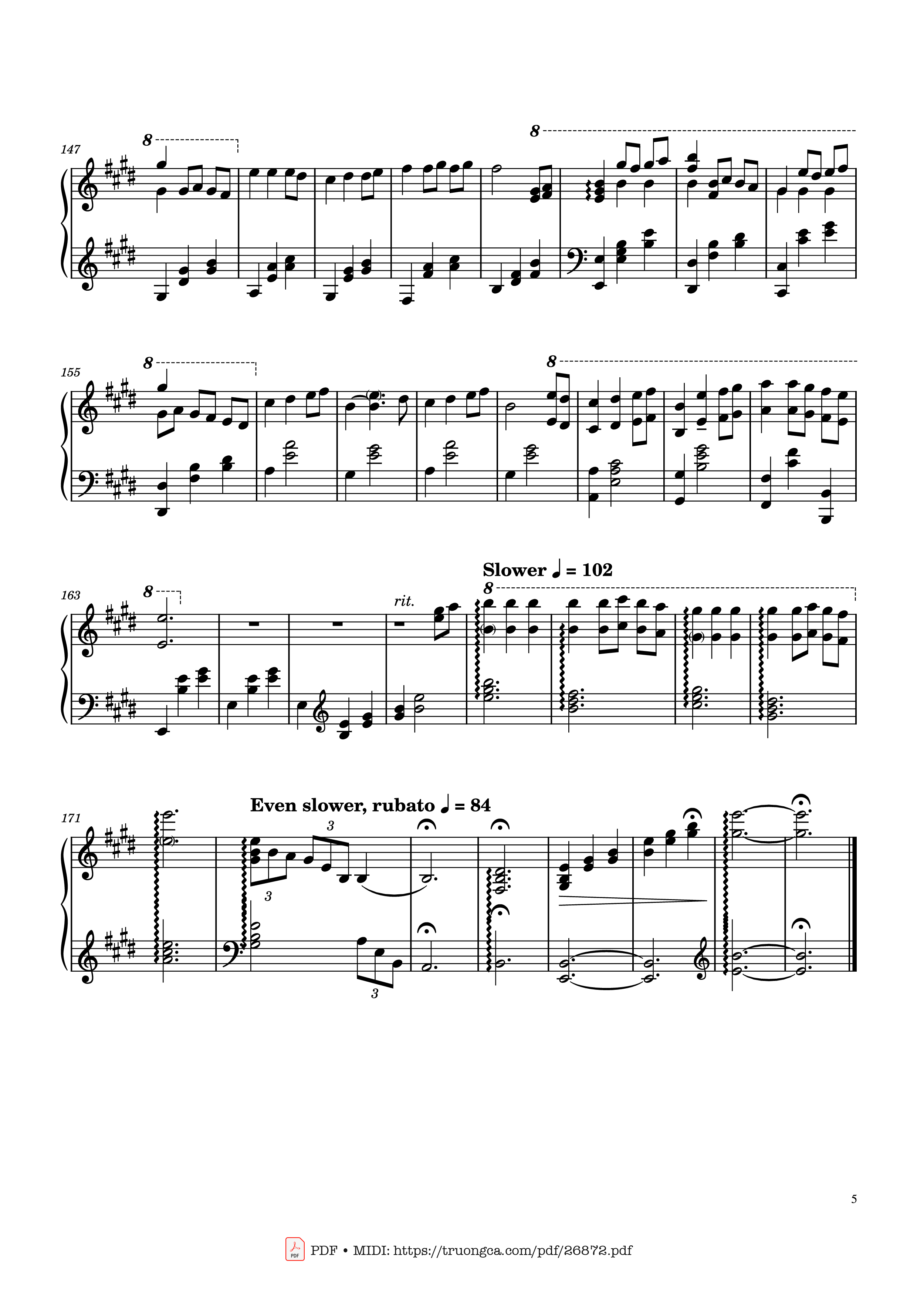 Page 5 of the piano sheet music PDF Piano – Always With Me by Joe Hisaishi