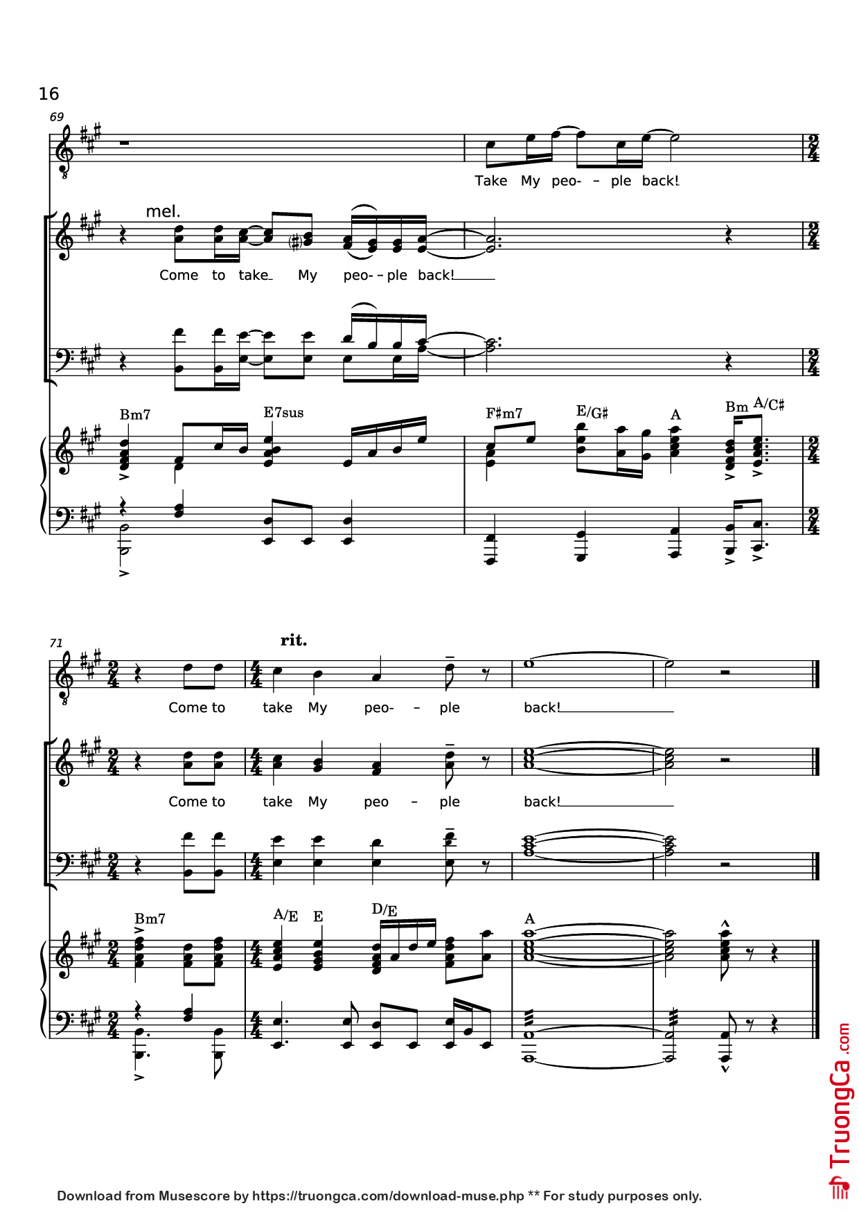 Page 16 of the piano sheet music PDF Piano – Rise Again Piano by Words and Music by