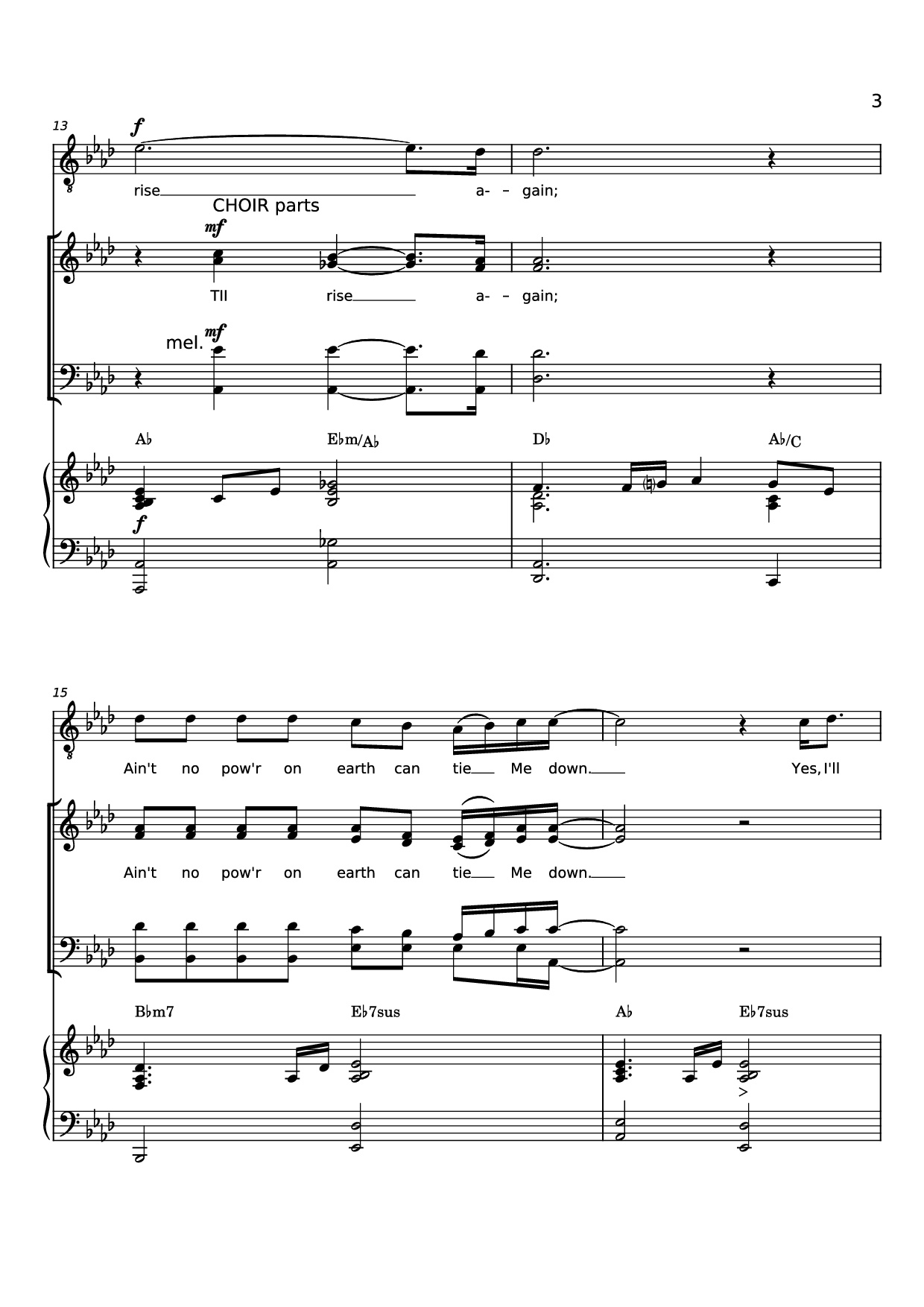 Page 3 of the piano sheet music PDF Piano – Rise Again Piano by Words and Music by