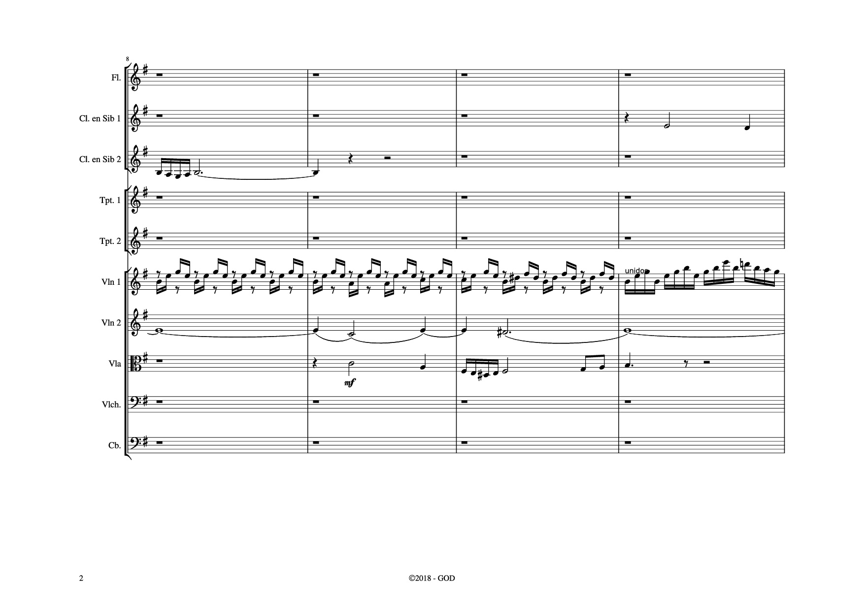 Page 2 of the piano sheet music PDF – El Cóndor Pasa Violin by Daniel Alomía Robles (1871 - 1942