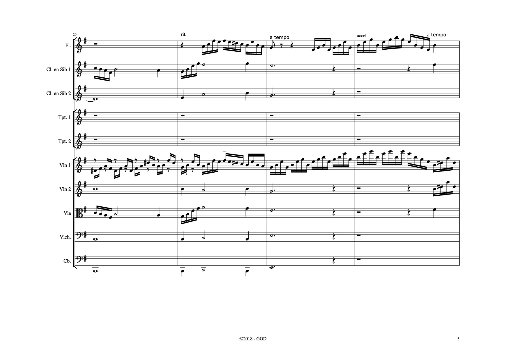 Page 5 of the piano sheet music PDF – El Cóndor Pasa Violin by Daniel Alomía Robles (1871 - 1942