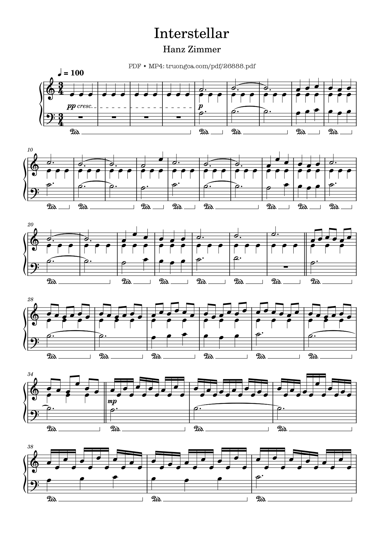 Page 1 of the piano sheet music PDF Piano – Interstellar Piano Easy by Undefined
