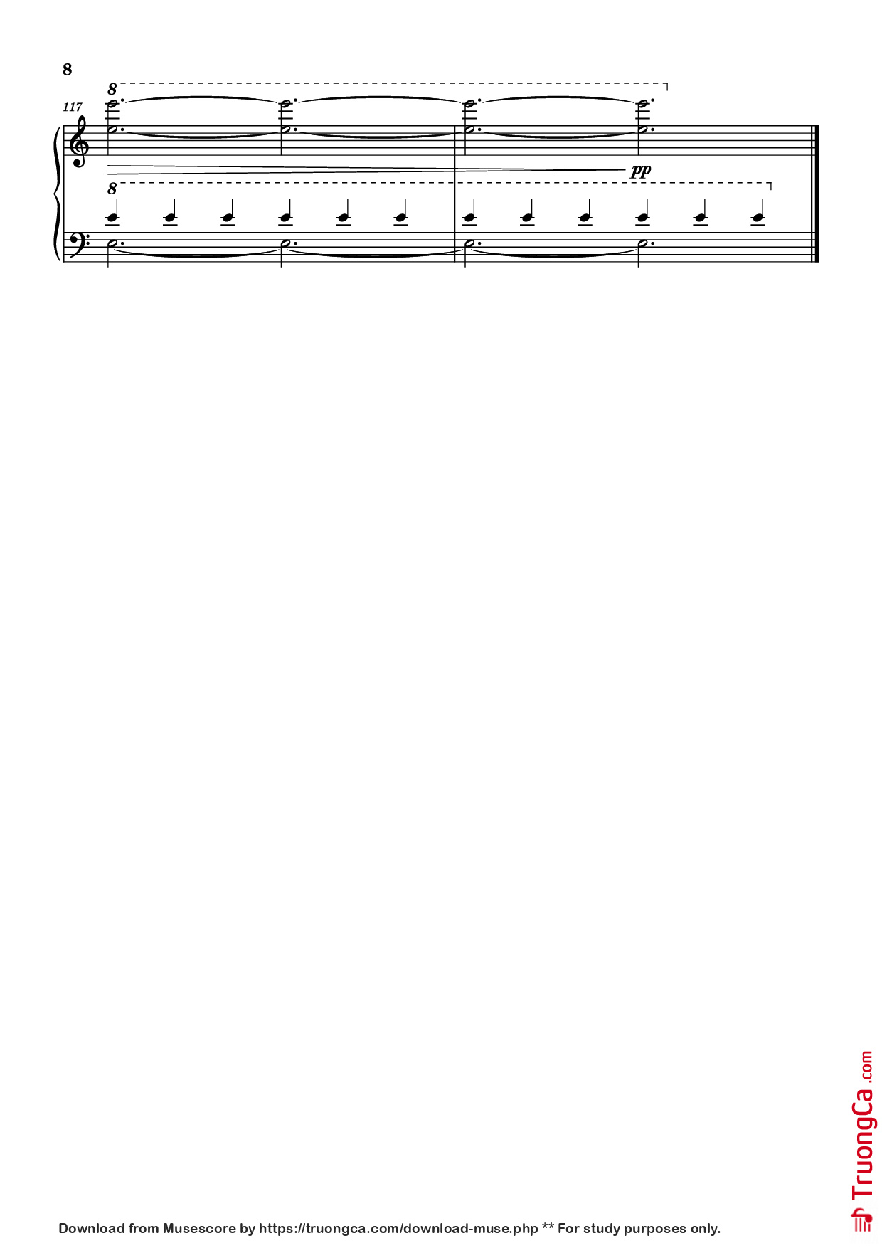 Page 8 of the piano sheet music PDF Piano – Interstellar Piano Easy by Undefined