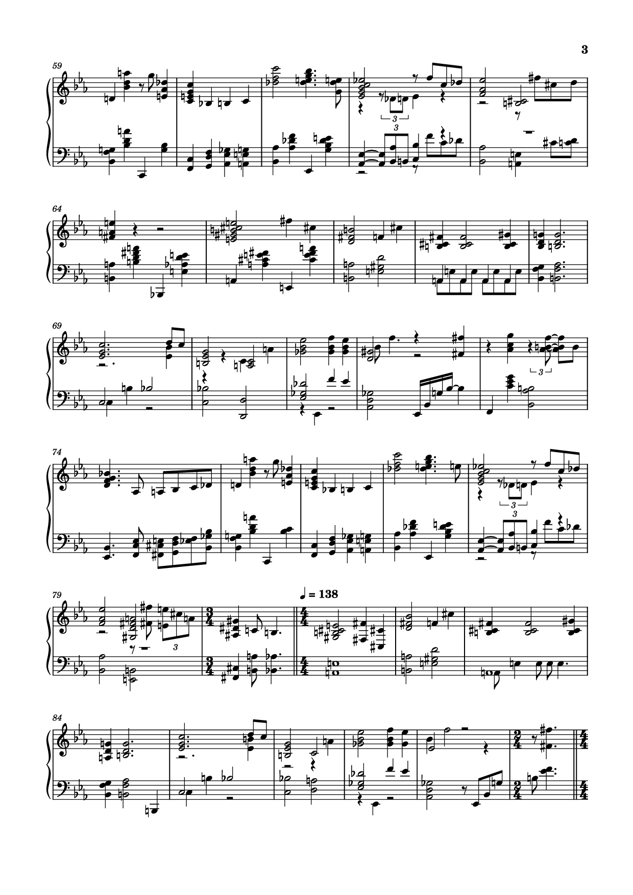 Page 3 of the piano sheet music PDF Piano – Ruby , My Dear Piano by Thelonious Monk