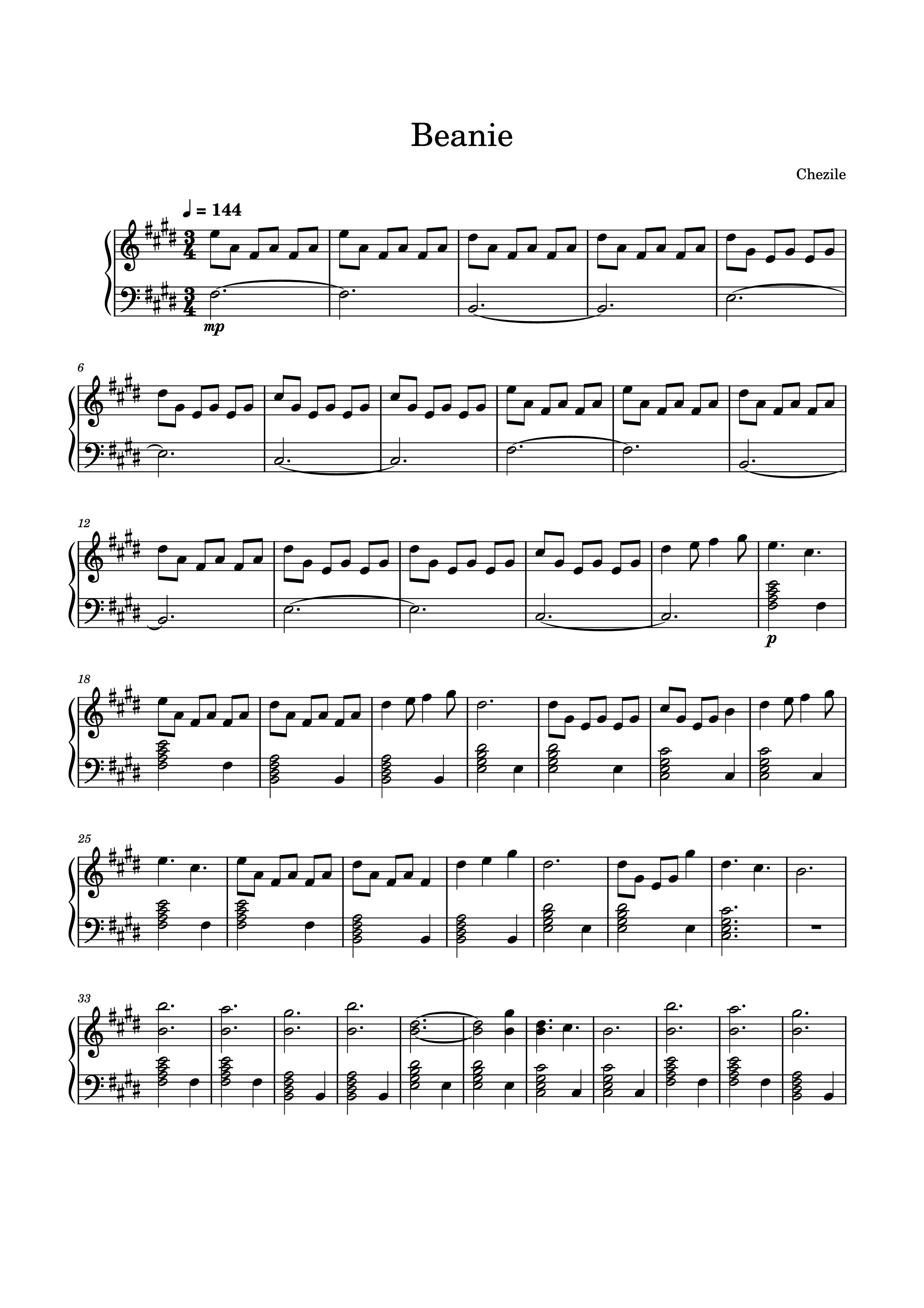 Page 1 of the piano sheet music PDF Piano – Beanie Piano by Chezile