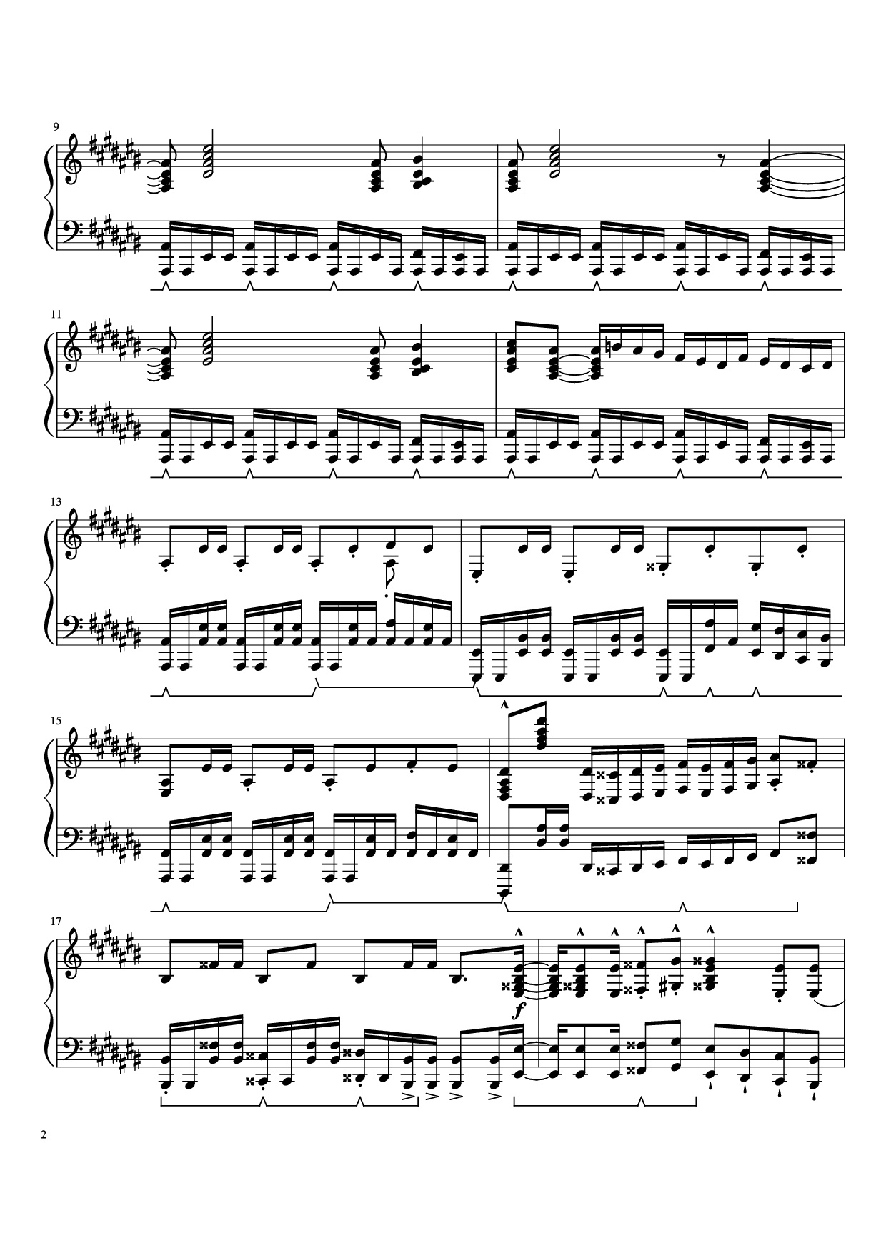 Page 2 of the piano sheet music PDF – Prince Ali Piano by F.I.R.E