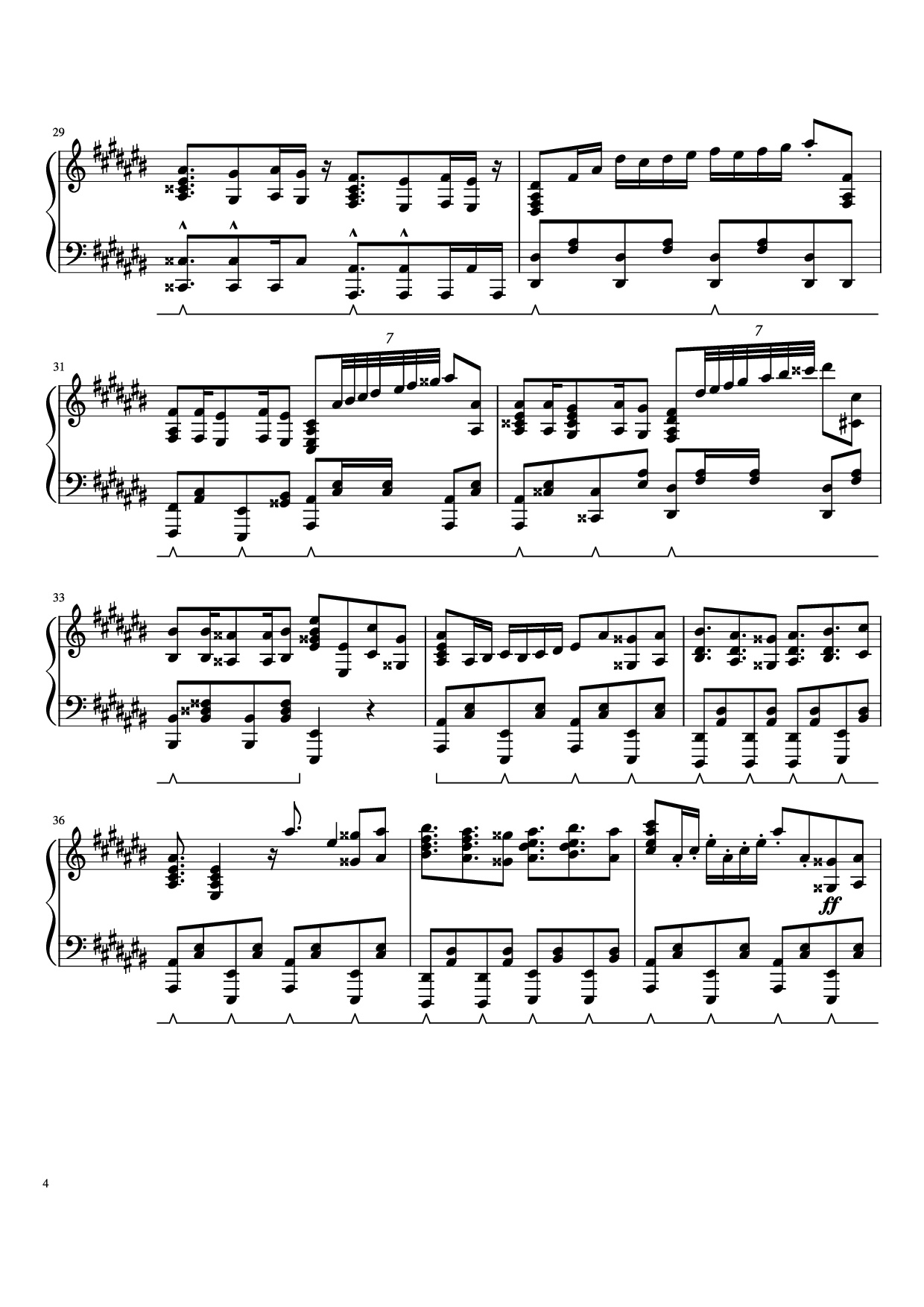 Page 4 of the piano sheet music PDF – Prince Ali Piano by F.I.R.E